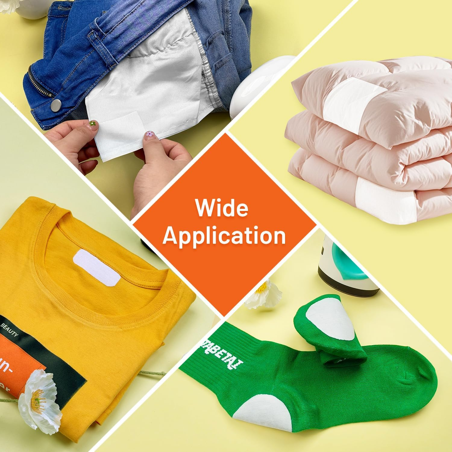 Transourdream Tru-White Iron on Fabric Patches for Clothes, Extra Large Iron on Repair Patch for Clothing, Jeans, Sheets, Duvet Cover, Curtains&Sofa, inside Use Fabric Patch,No Sewing(2 Pcs, 8.5"X11") image number 2