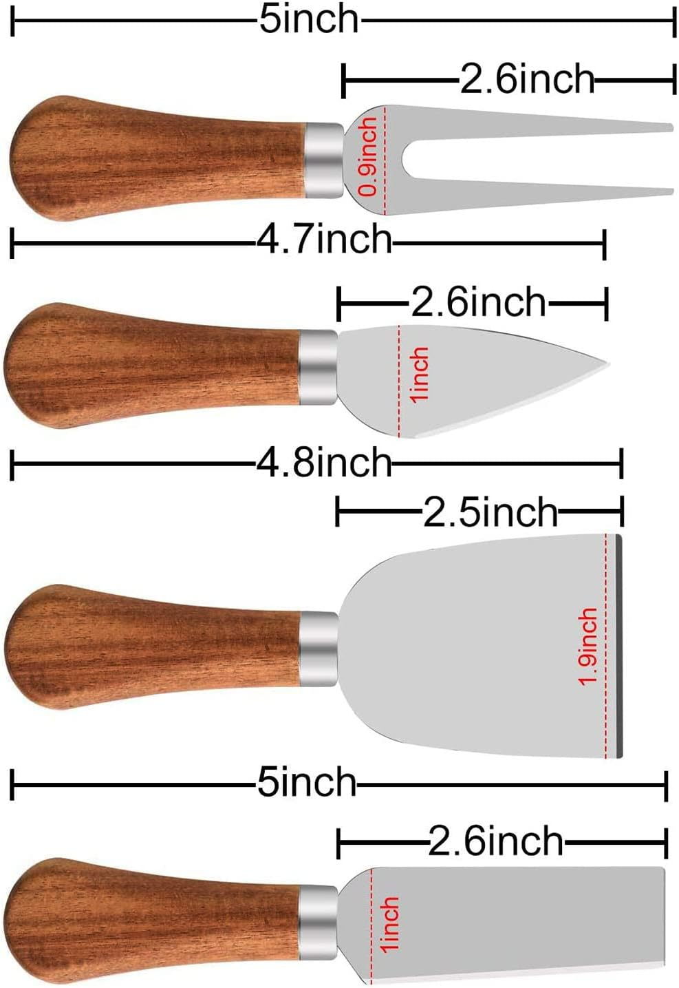 Cheese Knives Set with Wooden Handle,Mini Serving Tongs Spoons Forks Toothpick Flags for Party Christmas image number 2