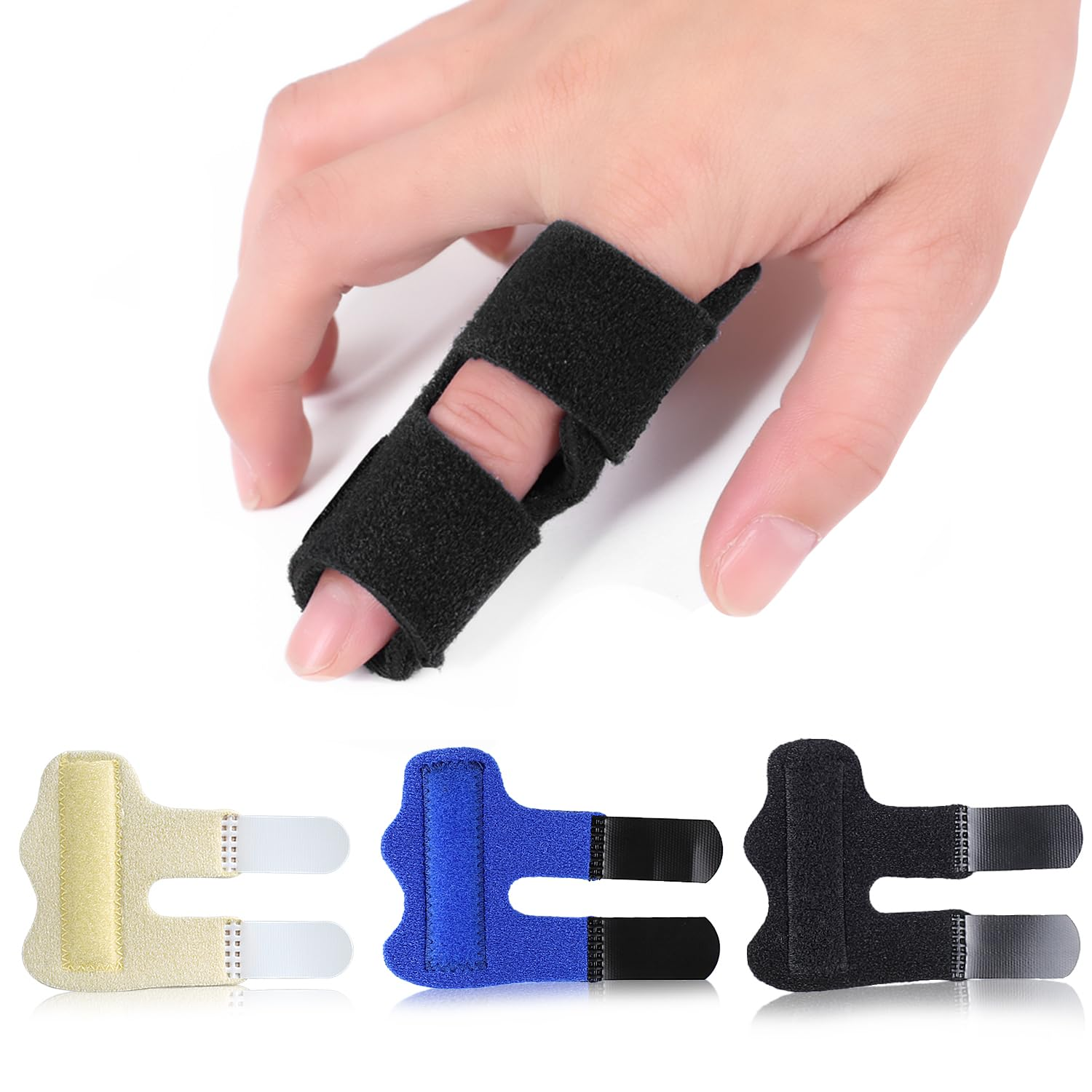 4 Pcs Trigger Finger Splints/Brace for Knuckle Immobilization, Broken Finger Protection, Straightening & Arthritis Pain Relief (Black)
