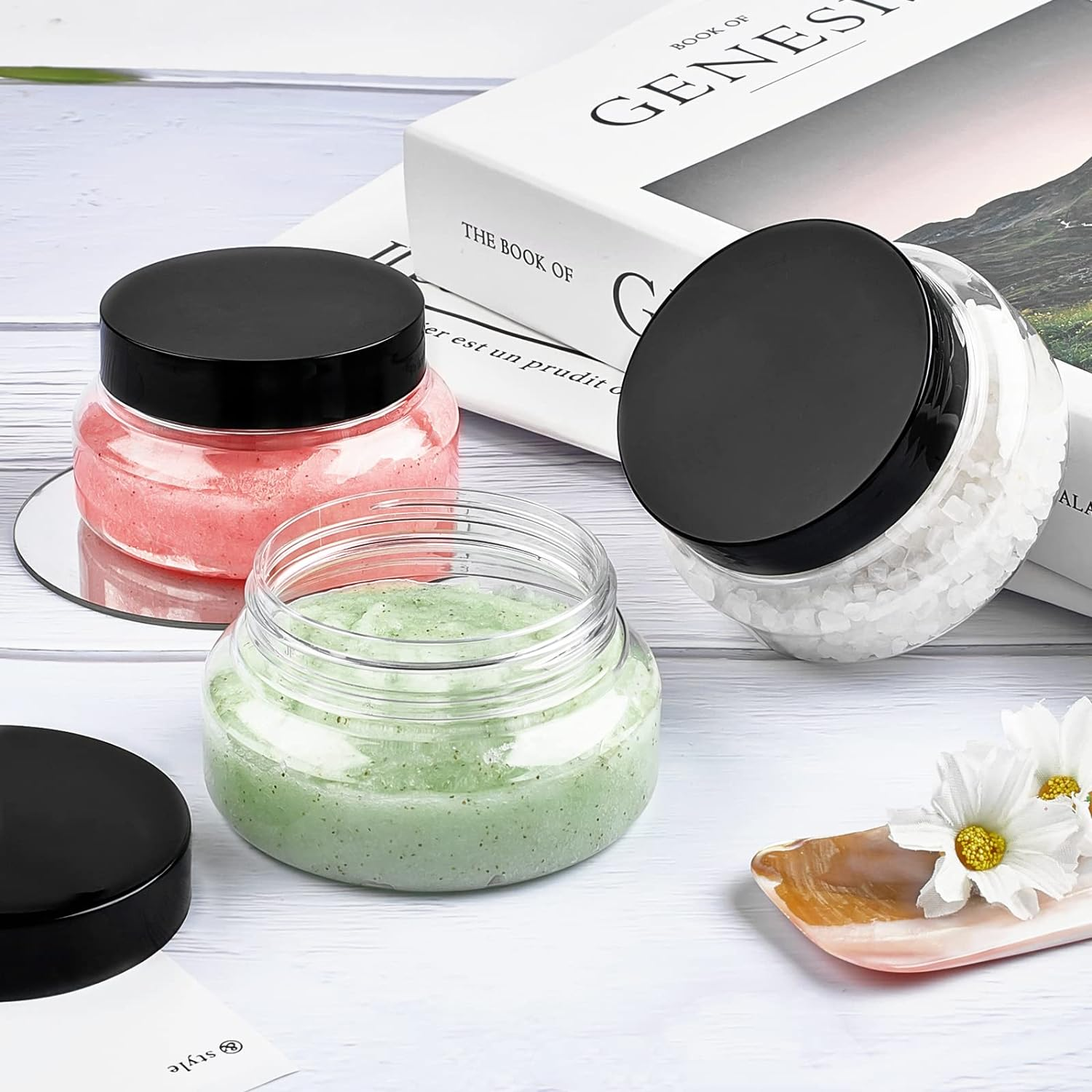 TUZAZO 5 Oz Plastic Container Tuscany Jars with Lids BPA Free, 12 Pack Empty round Clear Cosmetic Containers Body Butter Jars for Lotion, Cream, Gel, Sugar Scrub image number 3