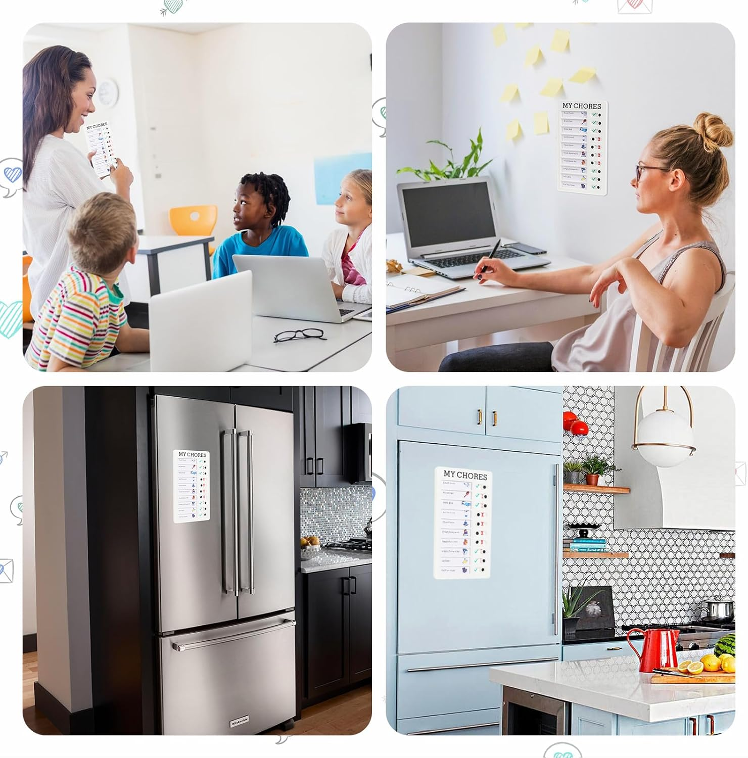 Chore Chart Memo Board 2 Pieces, Portable RV Checklist Board with 10 Blank Cardstock, Detachable Plastic DIY Message for Home Office Travel image number 4