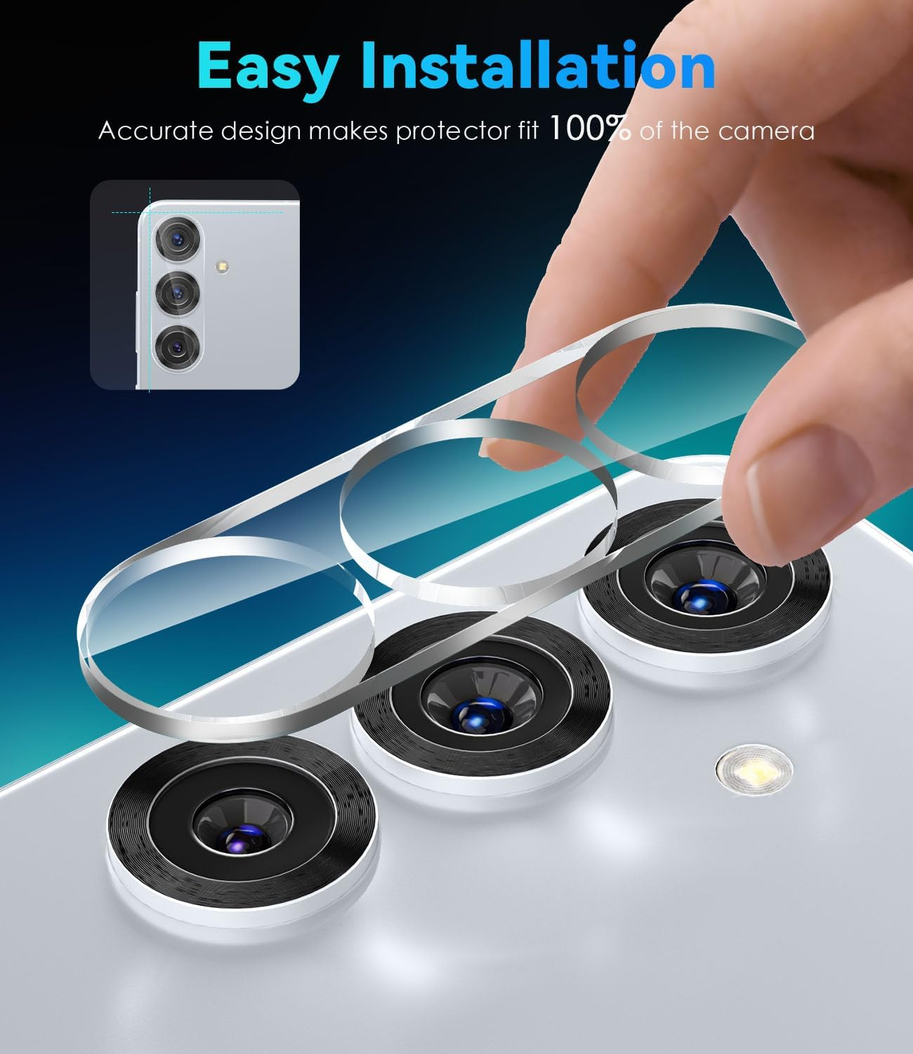 Cloudvalley [3 Pack] Camera Lens Protector for Samsung Galaxy S25, 9H Tempered Glass Lens Cover, Anti-Scratch & Case Friendly [Not Affect Flash & Night Shot],Clear - Clear image number 4