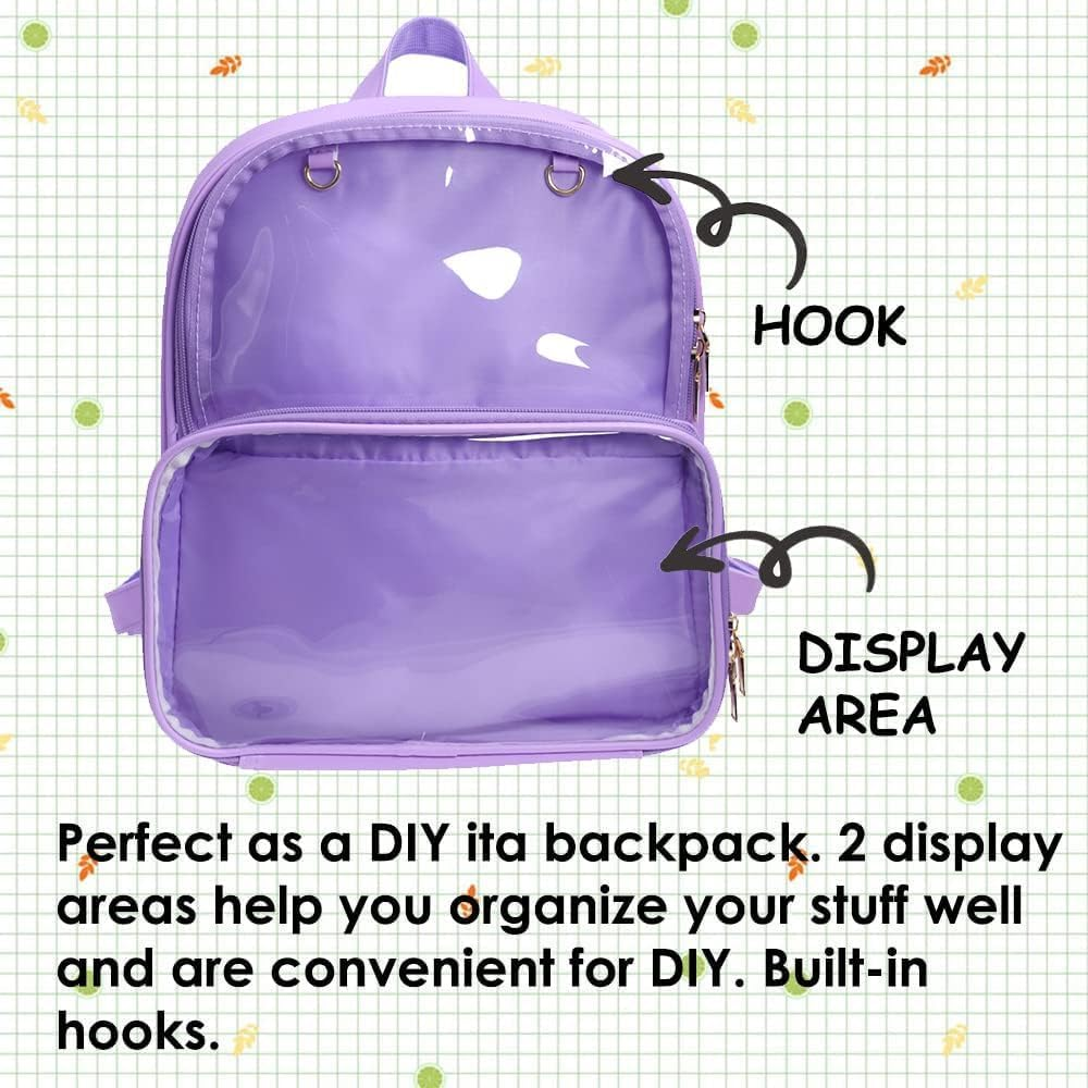 Ita Bag Clear Backpack Transparent Window Candy PU Leather Backpack Kawaii Pins for Anime Lolita Bag DIY Cosplay image number 5