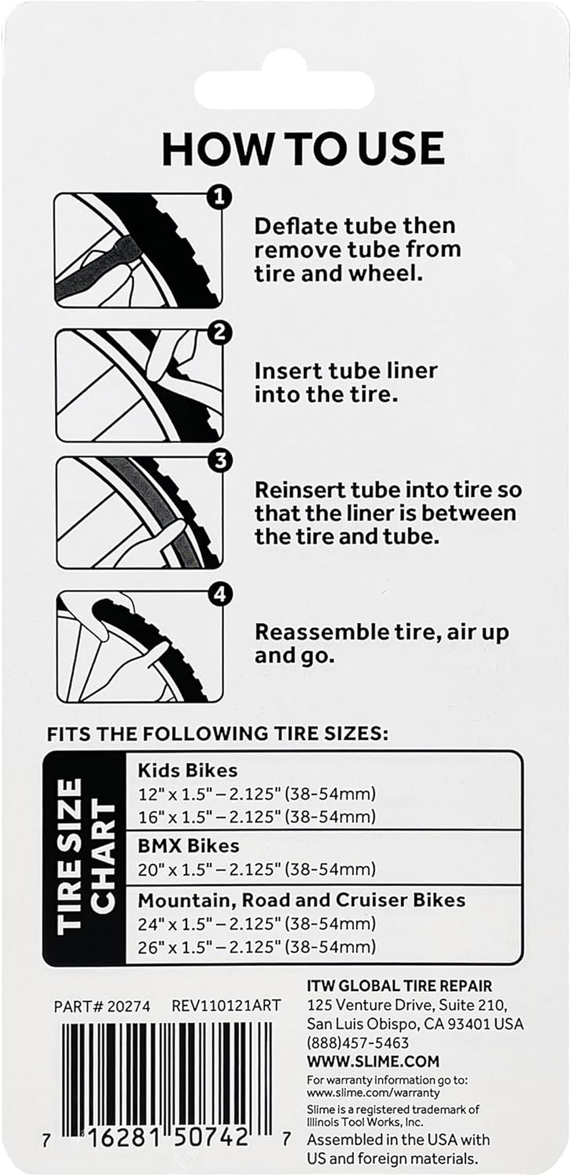 Slime 20274 Bike Tube Flat Protectors and Liners, Lightweight, Fits 12-26 X 1.5&Prime;-2.125&Prime;, Flat Proof for 2 Tires image number 3