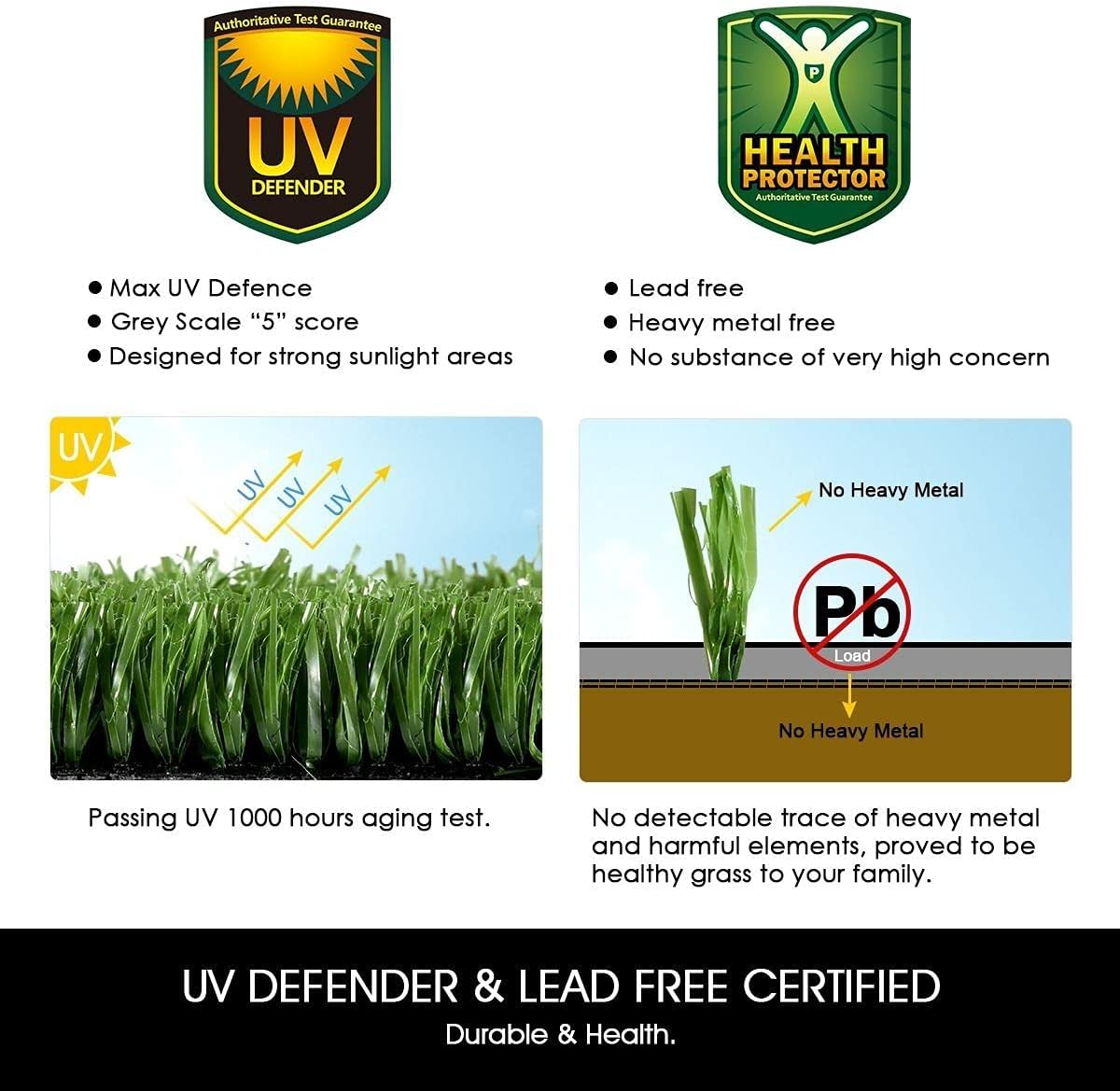 20SQM 12Mm Artificial Grass Synthetic Turf Fake Lawn Outdoor Garden Flooring Decor Green image number 5