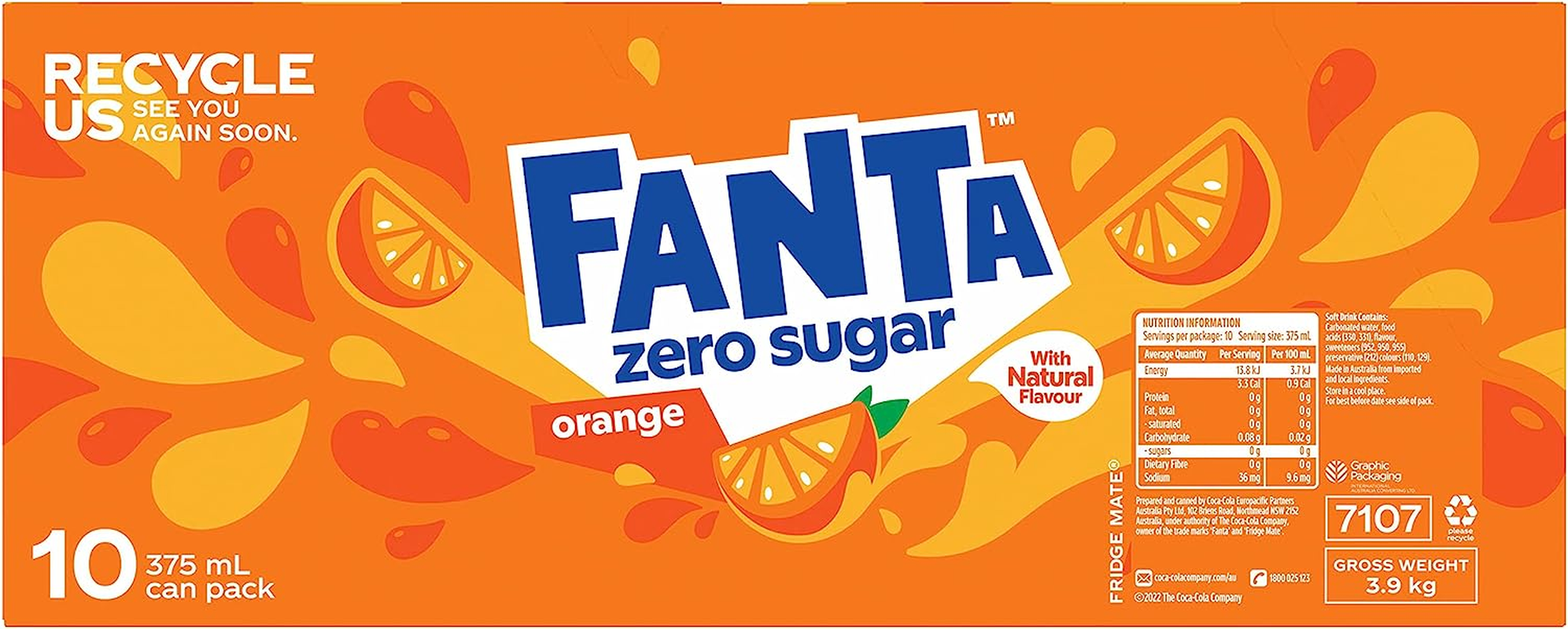 Fanta Orange Zero Sugar Soft Drink Multipack Cans 20 X 375 Ml image number 5