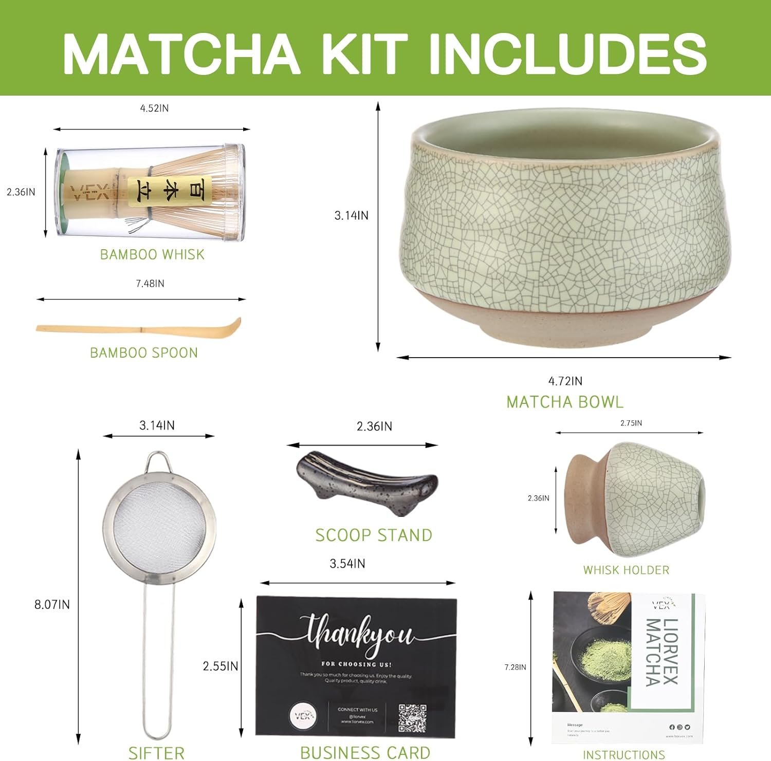 7 Piece Matcha Set - Japanese Matcha Whisk Set, Tea Kit Includes Ceramic Bowl, Bamboo Whisk Holder & Sifter - Complete Matcha Kit Set for Matcha Beginners & Lovers image number 5