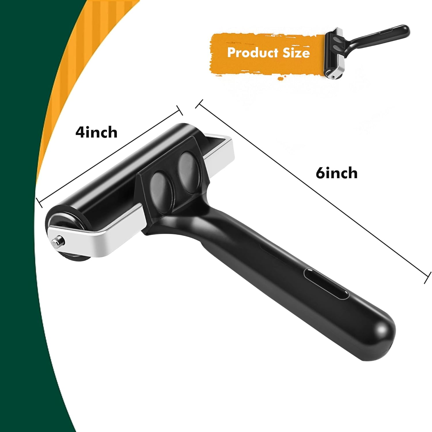 4 Inch Rubber Roller Brayer Rollers for Crafting, Hard Rubber Rollers for Printmaking, Printing, Gluing and Stamping Tools (Original Version, Black) image number 2