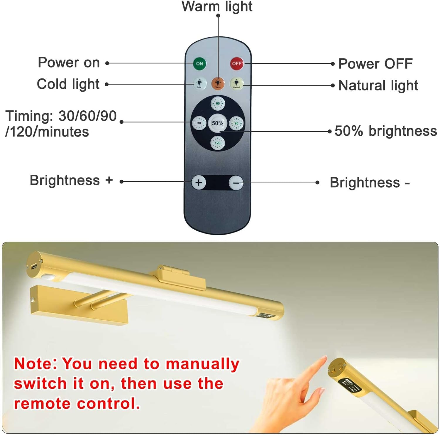 Rechargeable Picture Light,Wireless LED Picture Lights for Wall Art - 1Pcs-With Base image number 2