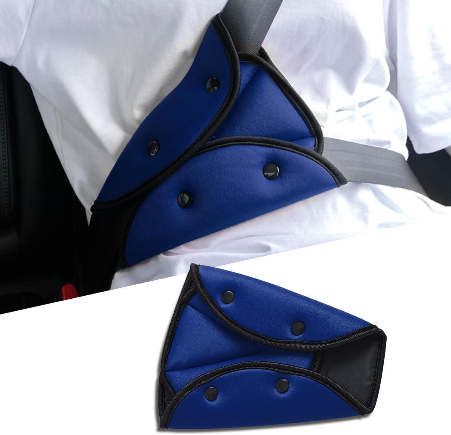 1Pcs Car Seat Belt Adjuster, Car Belt Cover, Travel Car Seat Belt Cover, Car Seat Belt Adjuster, Car Seat Straps Shoulder Adjuster Automotive Interior Accessories for Kids Adults (Blue, One Size) image number 2