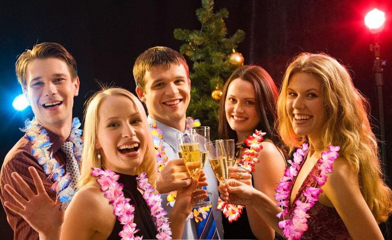 Yzoe Gzroe 100 Counts Hawaiian Leis - Silk Flower Necklace Leis for Luau Theme Party Decorations & Favors - Multicolour, No Gemstone image number 3