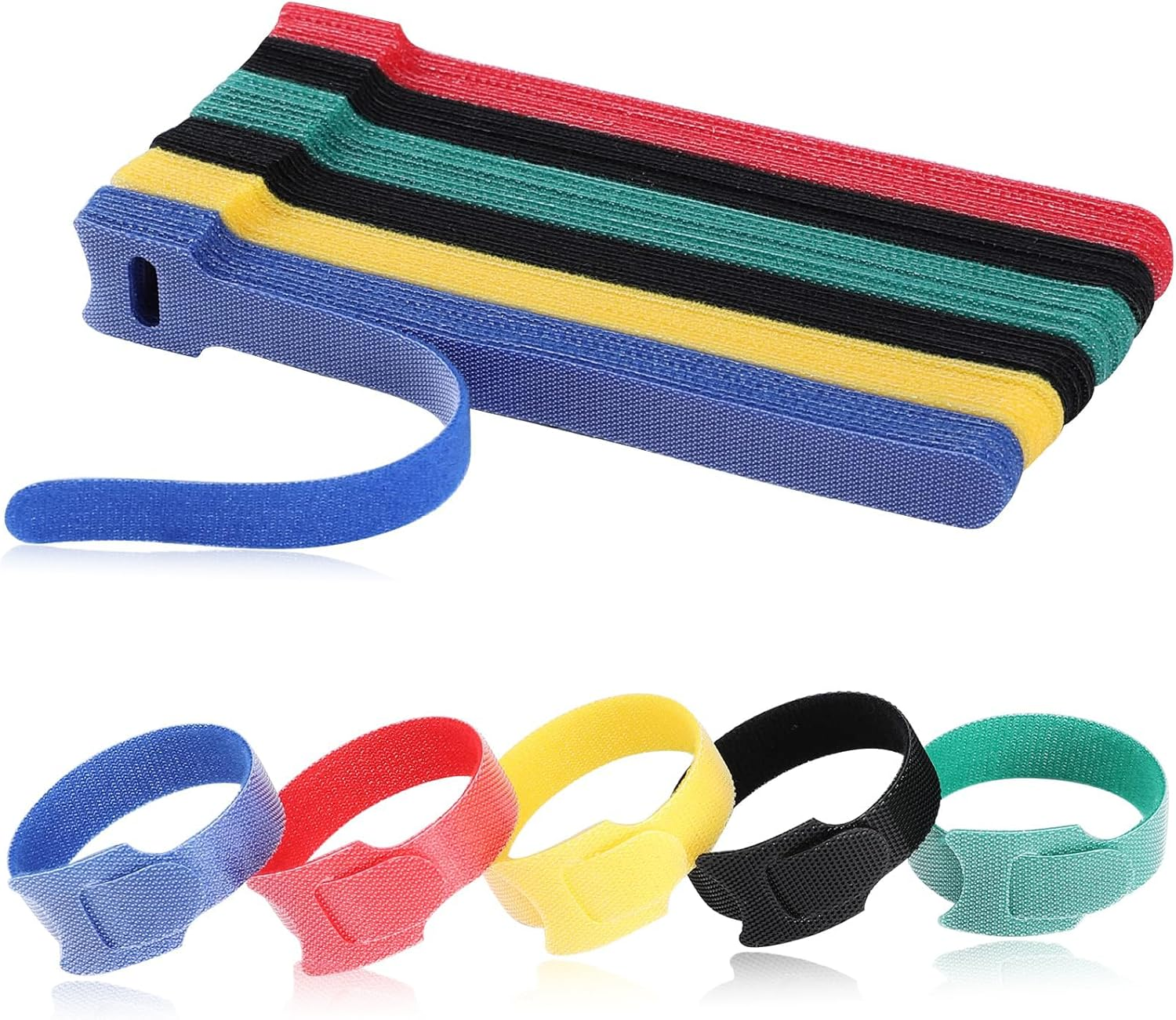 Heatunk 120-Pack 6-Inch Reusable Cable Ties: Adjustable Multi-Purpose Cord Organizer - Cable Management in 5 Colors image number 5