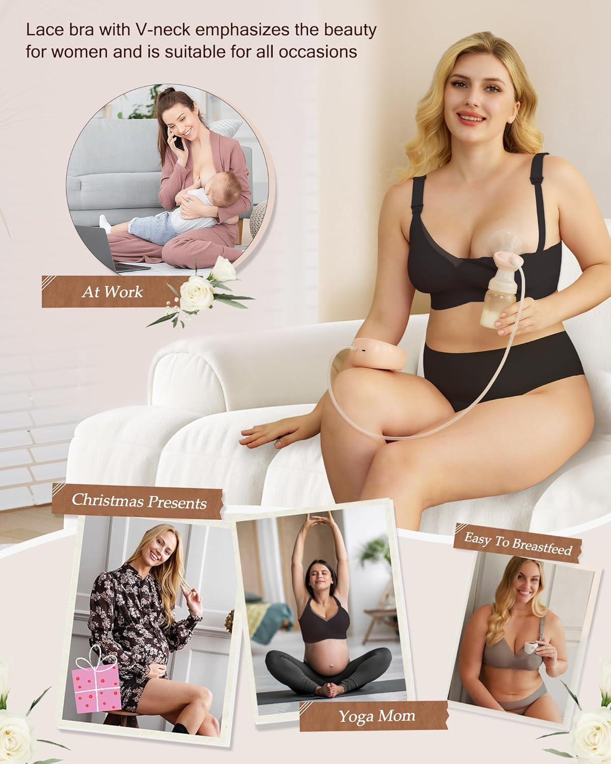 As Fairy Nursing Bras for Breastfeeding Mesh Lace Seamless Maternity Bra Pregnancy Sleep Wireless Bralette image number 2