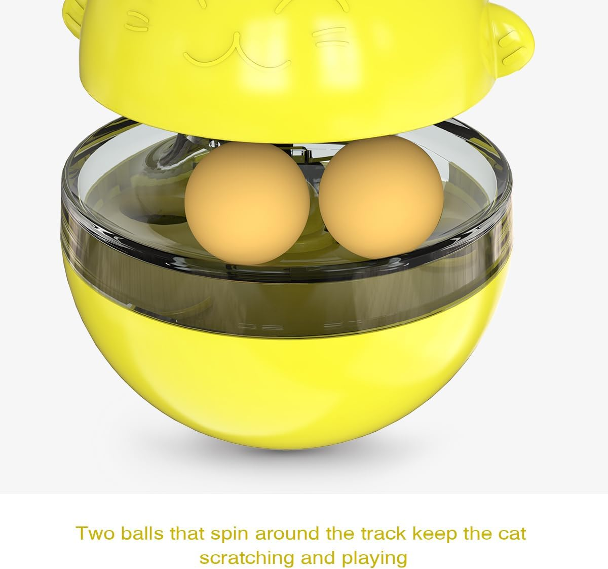 Tumbler Puzzle Feeder Cat Toy, Interactive Treat Dispenser with Cat Treats Temptations for Indoor Cats, Self-Play Exercise Toy for Bored Adult Cats Kittens, Stimulating Mental Physical (Yellow)