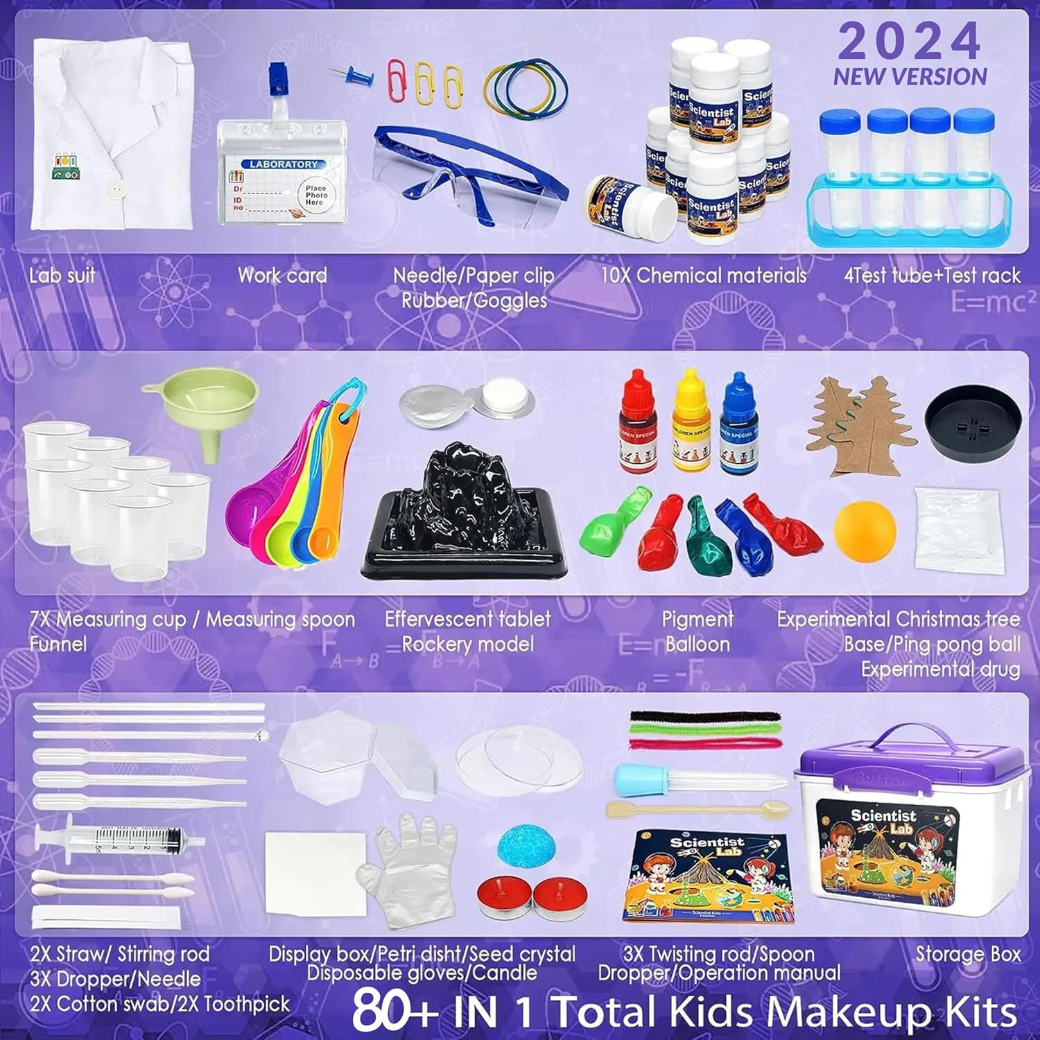 Why2Wise 80+ Science Experiment Kits for Kids with Lab Coat - Scientist Costume Dress up and Role Play STEM Activities Educational Scientist Toys for Boys Girls Chemistry, Age 6,7,8,9,10,11,12,13,14 image number 1