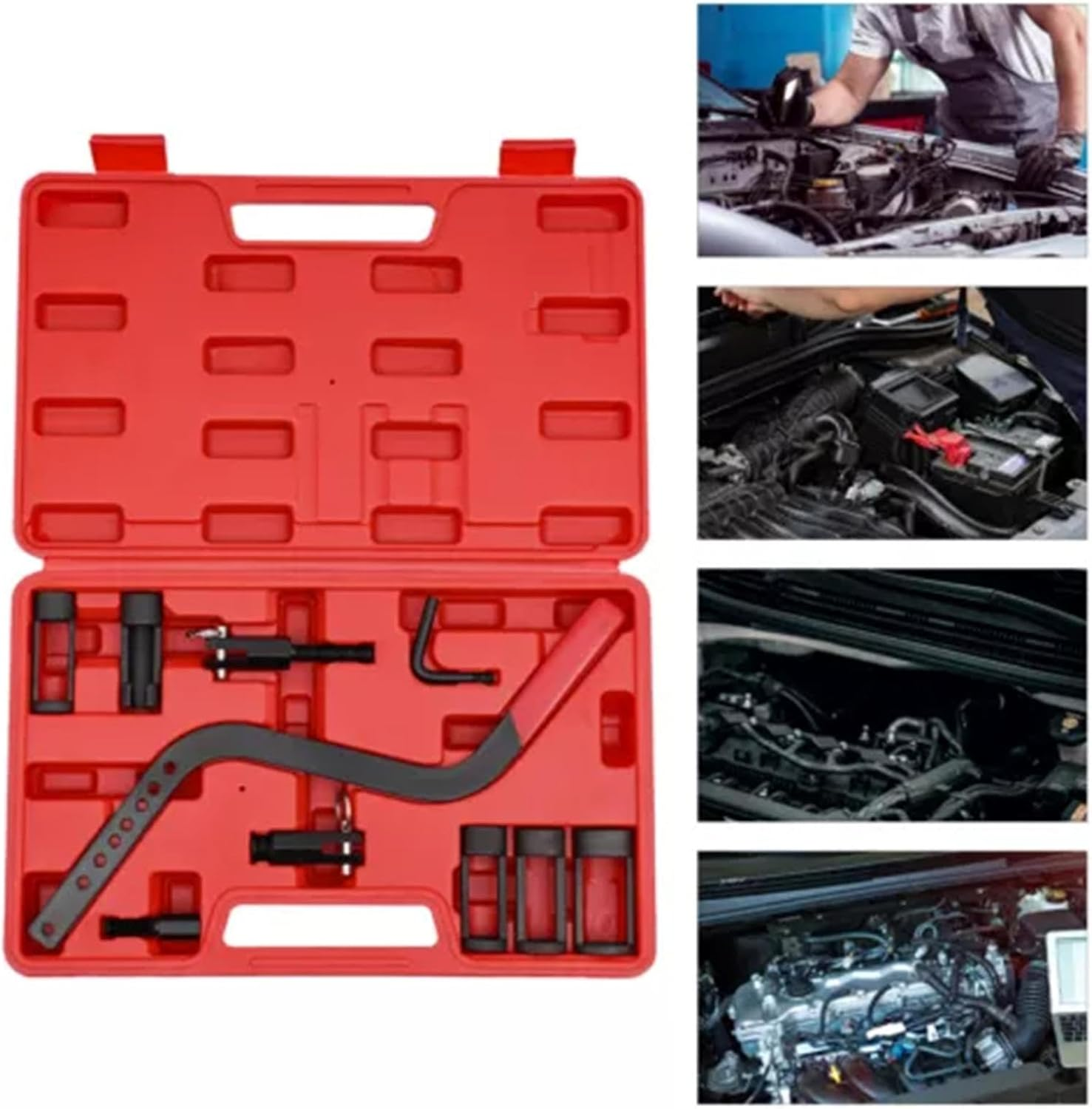 Spring Compressor Kit, Overhead Valve Spring Removal Tool, Heavy-Duty Clamp Collet Pusher, Precision Installer Kit, Automotive Repair Equipment for Motorcycle Car Engine Maintenance image number 4