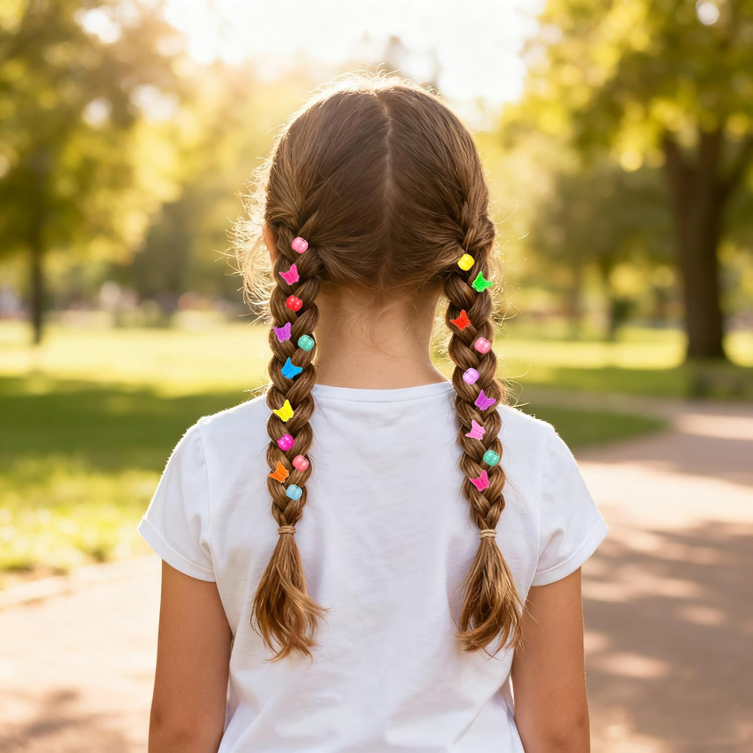 Gaodercha 250 Pieces Mini Hair Clips Set Including 200 round Candy Color Hair Clips, 50 Butterfly Hair Clips, Hair Beads for Braids and Rainbow Mini Clips for Hair Styling image number 4