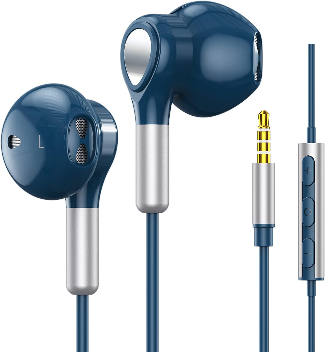 Headphones Wired, In-Ear Wired Earphones Earbuds, Half in Ear Headphones 3.5Mm Jack, Wired Headphones with Microphone and Volume Control for Iphone, Samsung, Android, Ipad,Mp3,Most 3.5Mm Audio Devices