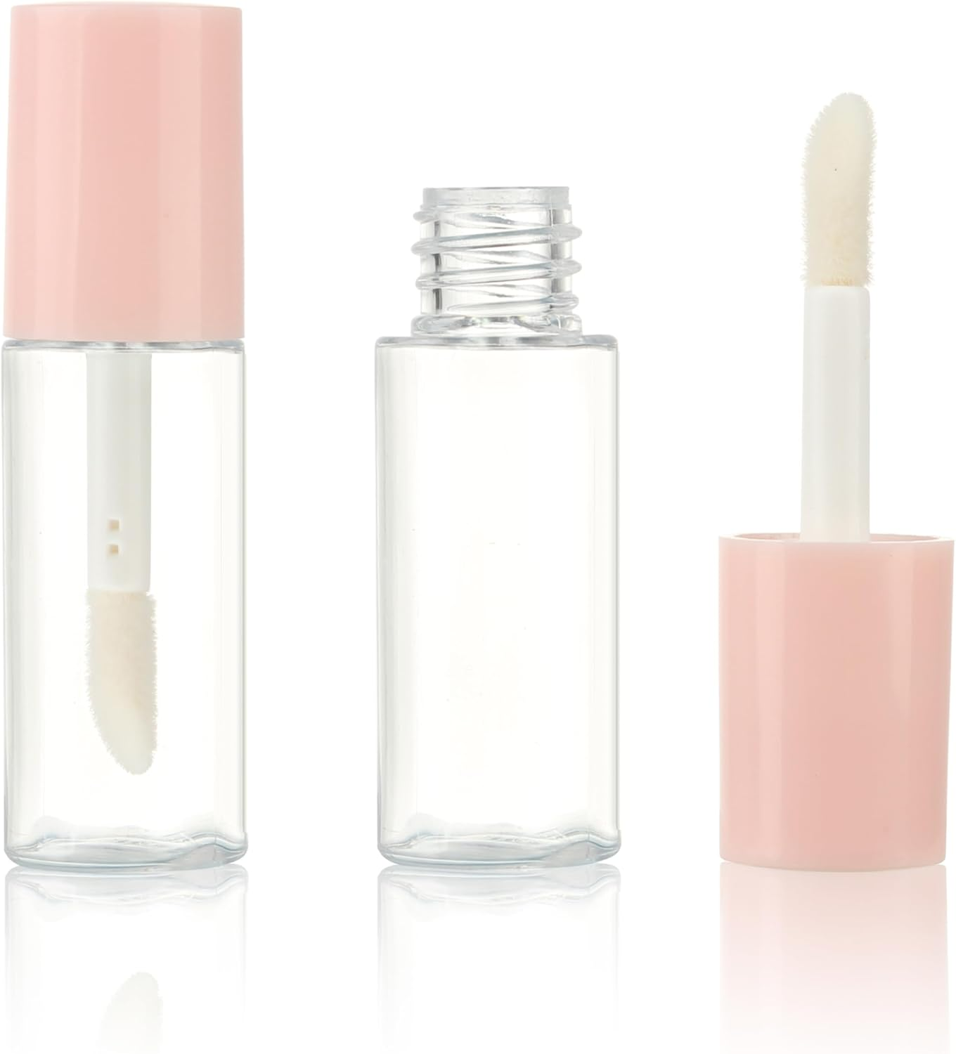 COSIDEA 10Pcs 3Ml Empty Lip Gloss Tubes with Wand 0.1OZ round Mini Pink Lipgloss Tube Container for DIY Cosmetics Packing