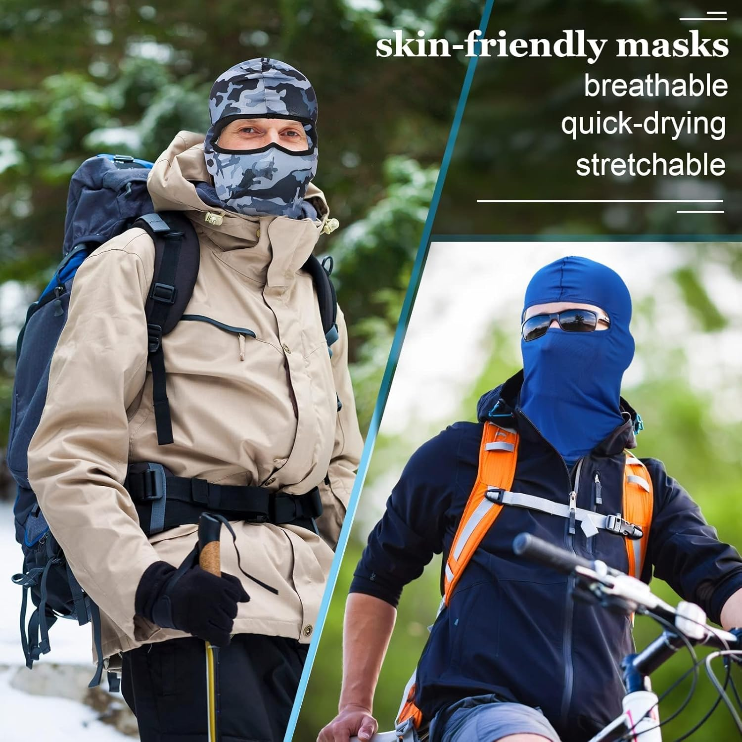 YBVABE 8Pack Ski Mask Cover Full Face Mask Summer Face Covering Ice Silk UV Protection Balaclava Women Men Outdoor Sports