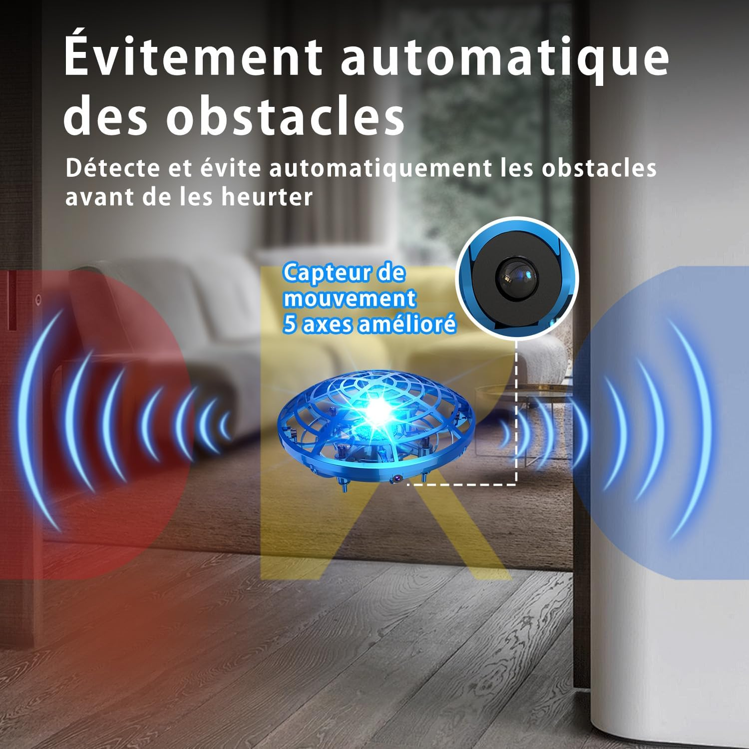 DEERC D12 Mini Drone for Kids, Hand-Controlled UFO Flying Ball with Shining LED Lights,5 Motion Sensors,360&deg; Flips, 2 Speed Modes,Anti-Collision,Indoor UFO Toy Gifts for Boys and Girls