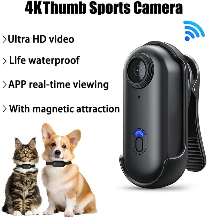 Winnes 4K Mini Thumb Action Camera, Portable Vlogging Camera, Wearable Small Body Camera, Hands-Free POV Video Recorder for Motorcycle Trips, Climbing, Diving, Football Games, Vlogging(Black) image number 5