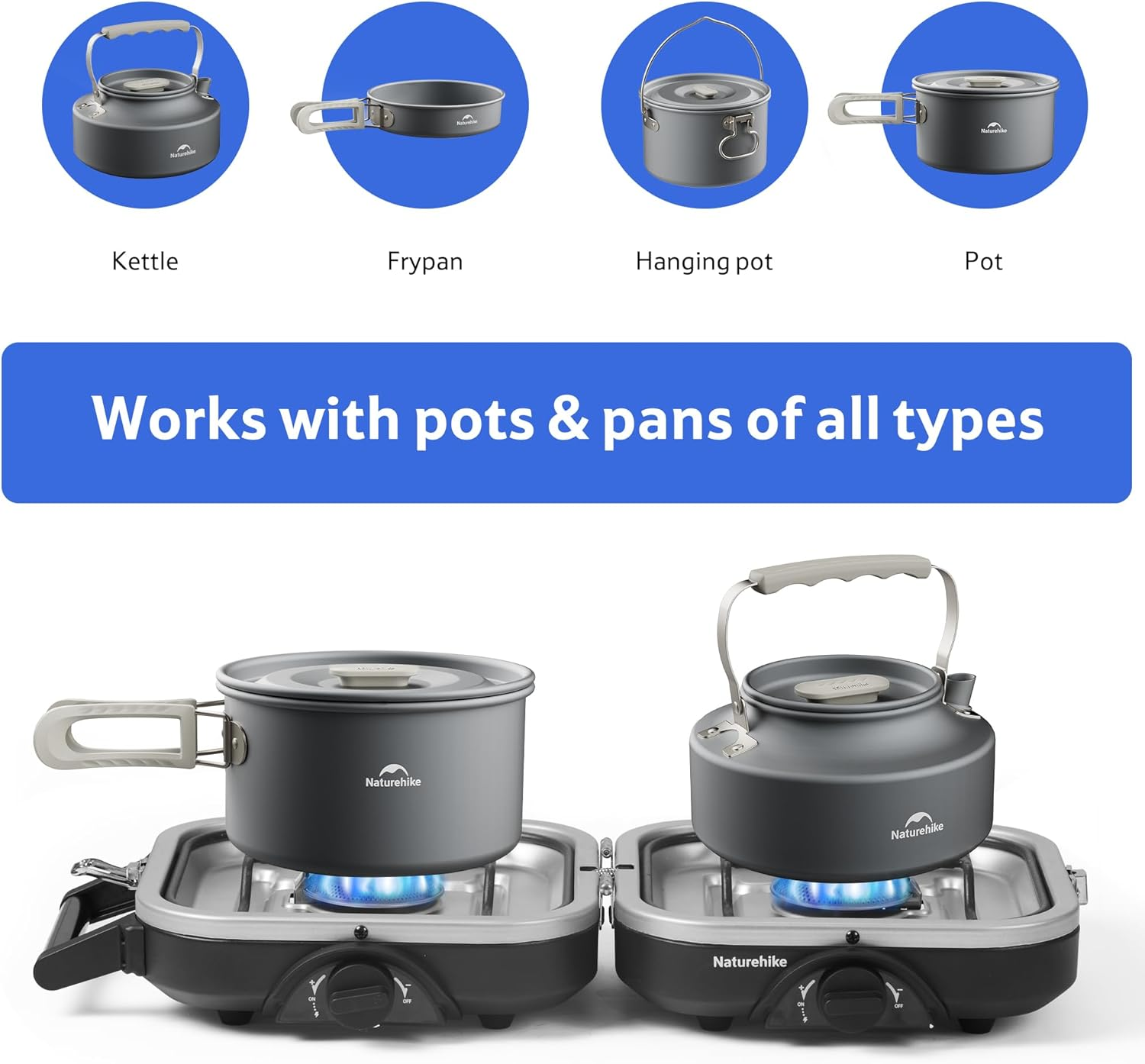 Naturehike Upgraded Folding Gas Stove, 2-Burner Camping Stove, Portable Gas Stove with Dual Burners, Compact & Lightweight Propane Stove for Camping, Picnics, Backpacking (IAPMO GASMARK CERTIFICATED) image number 6