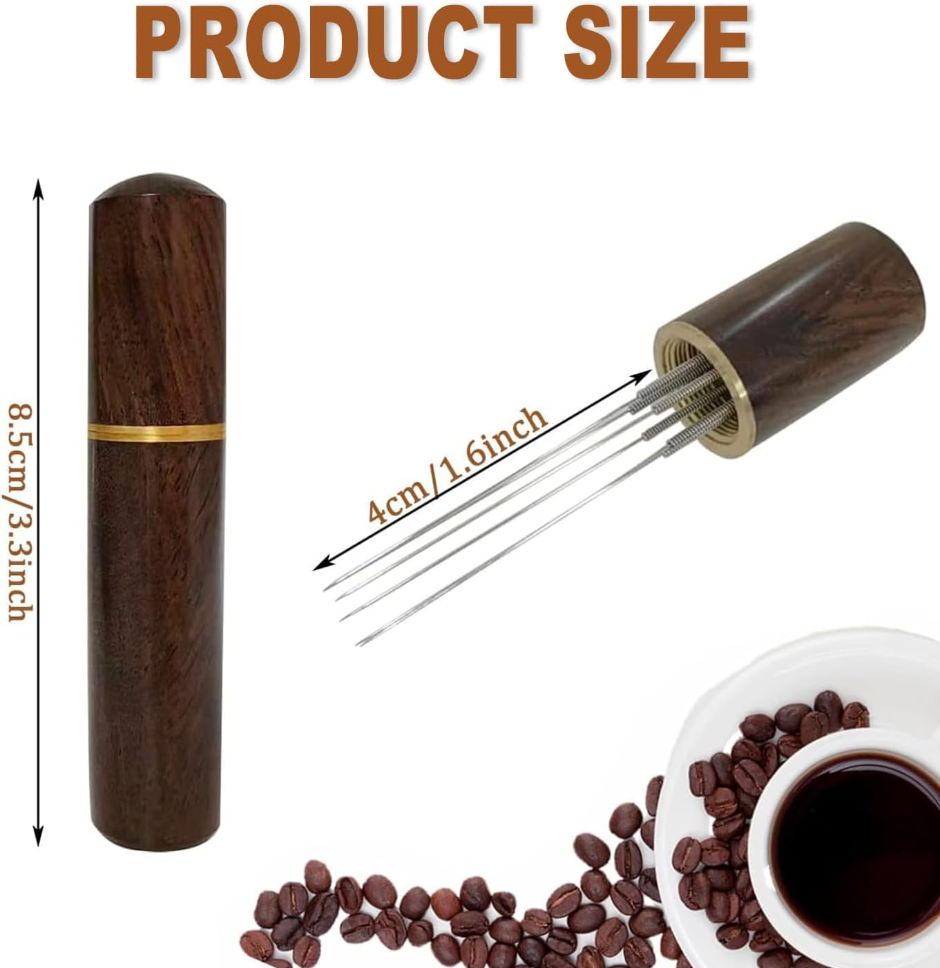 BEANPRECOY Espresso Coffee Stirrer 6 Needles 0.4Mm Coffee Grounds Needle Distribution Tool for Espresso Distribution Natural Wood Handle and Stand Professional Barista Hand Distribution Tool image number 6
