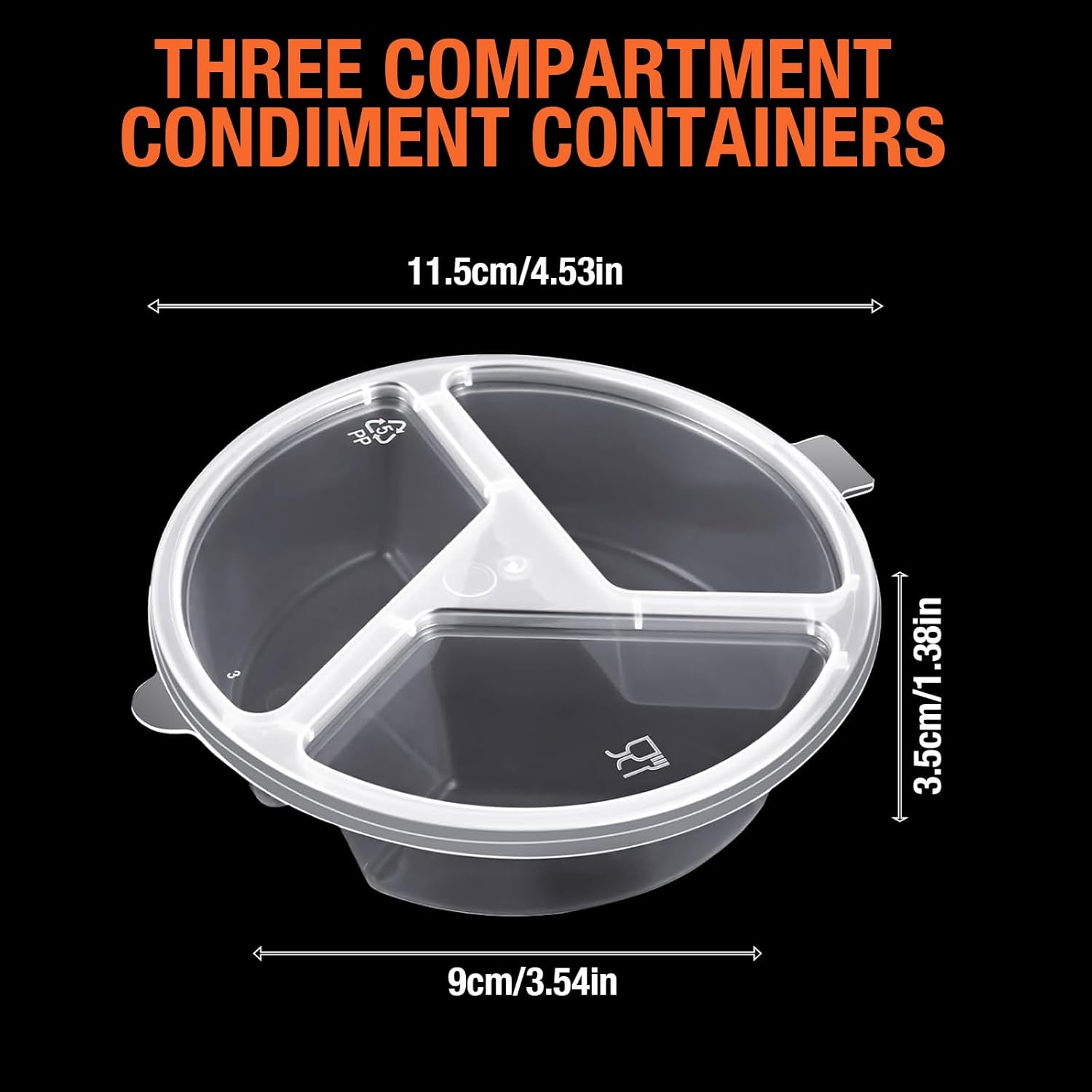 Auzly 40-Pack 3-Compartment Snack Containers | Leak-Proof Reusable Food Storage with Lids | Triple Section Bento Box for Sauces, Nuts, Fruits | Portable Condiment Cups for Picnic, Party, Takeout image number 5