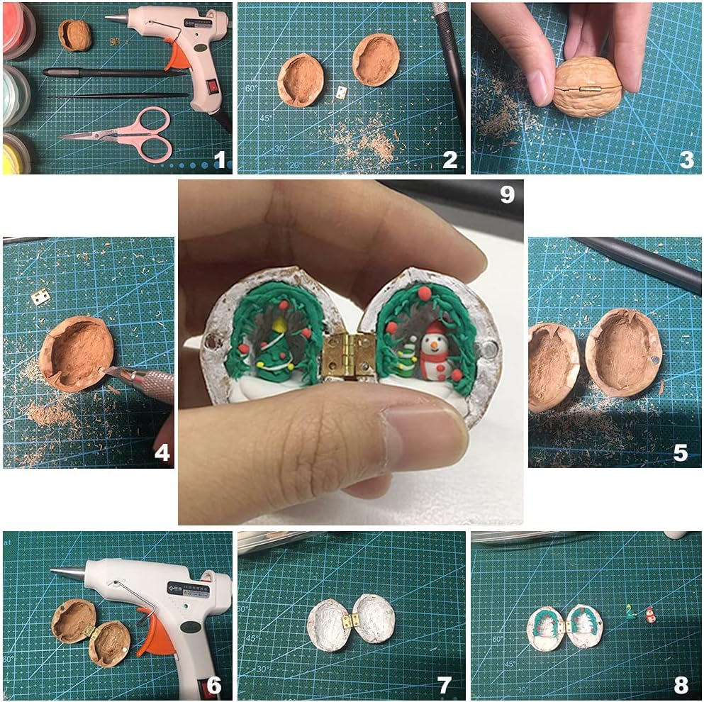 SHRJ 100Pcs Mini Brass Hinges Hardware 10 X 8Mm 180 Degree Miniature Furniture Wooden Box Jewelry Chest Box Dollhouse Cabinet DIY Accessories (Gold) - Silver image number 7