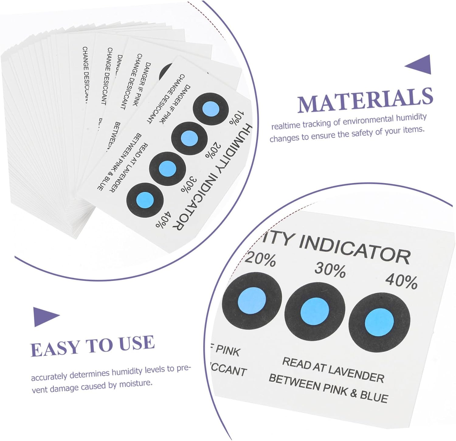 BESTYASH 100Pcs Humidity Indicator Card 10%-40% Moisture Range Moisture Detection Strip for Artwork Storage and Book Collections Humidity Control Packet Regulation Pack image number 4