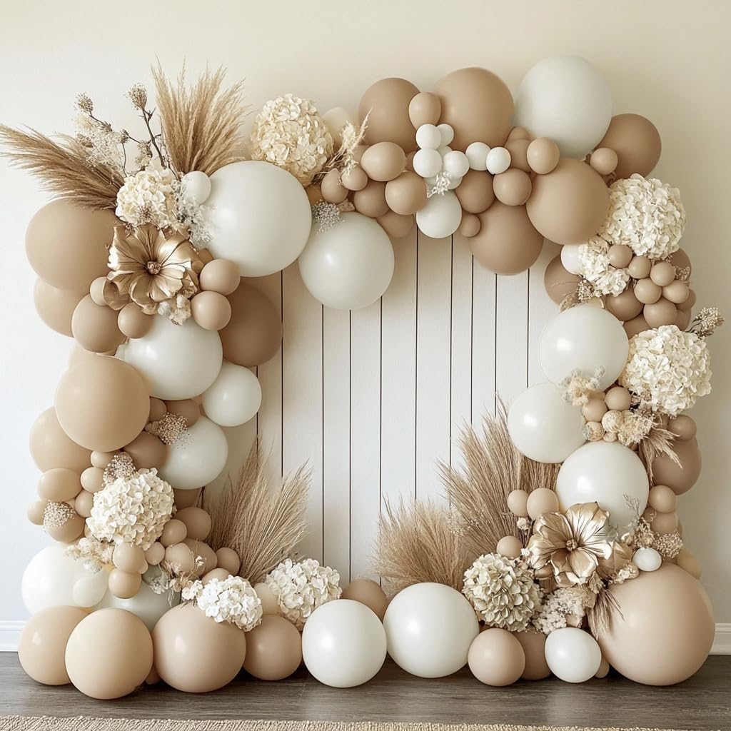 Luxurparty Double Stuffed Nude Beige Balloon Garland Apricot Brown Balloons Latex Arch Kit for Boho Baby Shower Jungle Theme Woodland Teddy Bear Birthday Party Decorations 18In 12In 5In image number 6