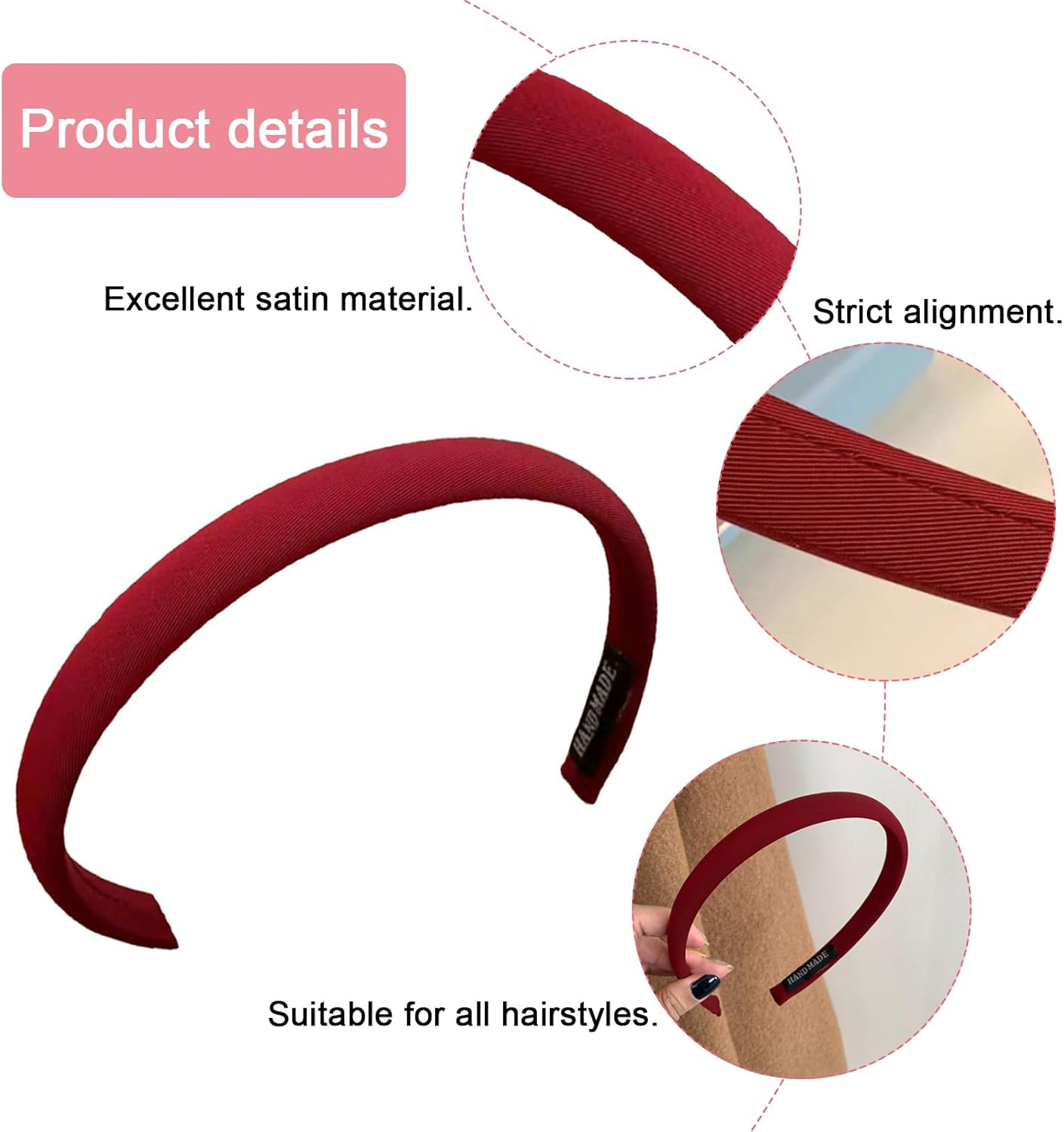 DHWEKU Headband, Vintage Hair Band, Headband Knot Warp, Wide Retro Headband Hair Band, Fabric Headband for Women Girls Deliveries, with Elastic Bands and Hair Bands, 3-Piece Set image number 4