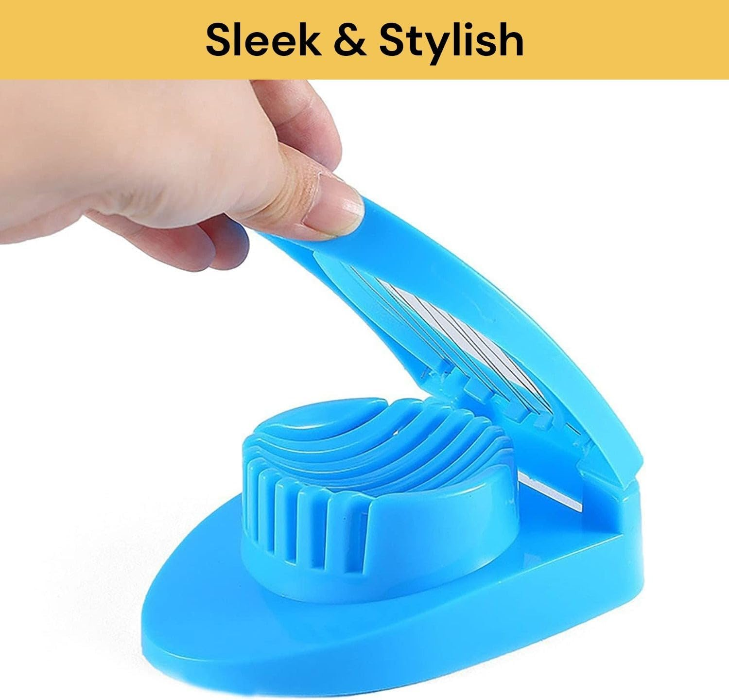 Ezonedeal Egg Slicer with Stainless Steel Wires Perfect Boilled Egg Also Used for Strawberries, Boiled Potatoes or Mozzarella Balls (Blue) image number 6