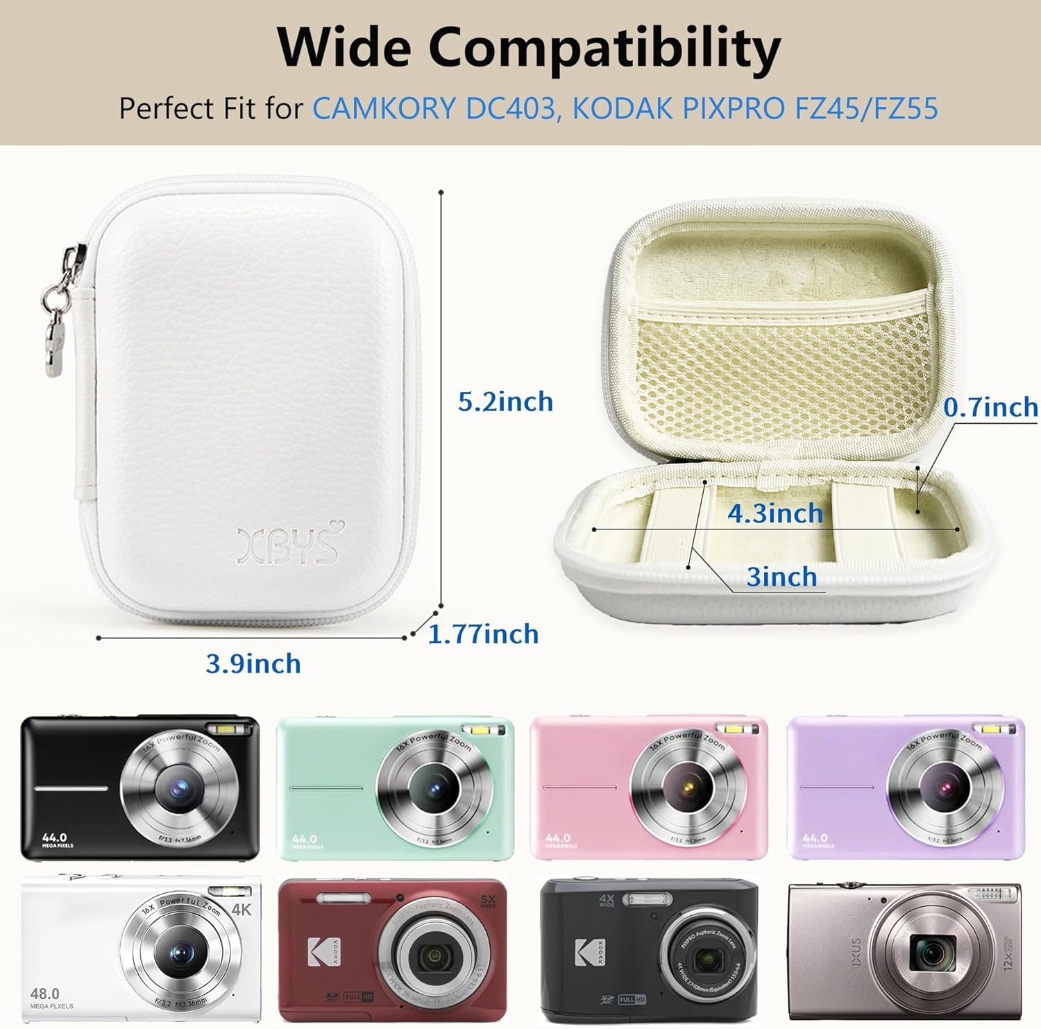 Digital Camera Case Compatible with Camkory/For Kodak Pixpro/For Lecran/For Vahoiald/For Canon IXUS 285 HS, Small Travel Cameras Storage Holder for Accessories SD Card (Blue) - Blue image number 3