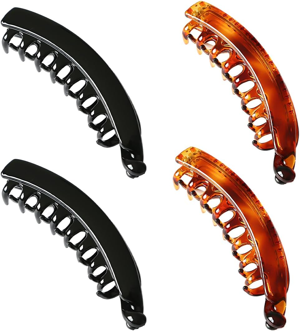 JEYORZY Set of 4 Banana Hair Clips, Banana Clips, Hair Holder, Ponytail Hair Clip, Hair Clip, Banana Clip, High Quality, Robust, for Tying Ponytails, Indispensable Beauty Accessory image number 5