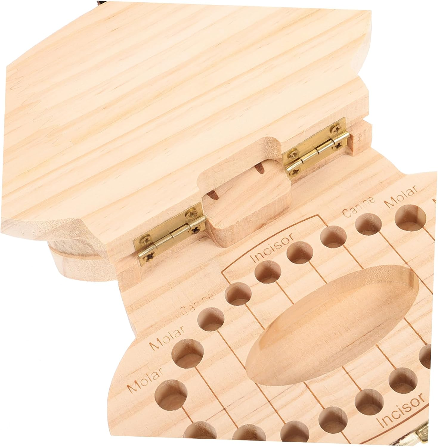 PRETYZOOM Baby Teeth Box and Fetal Hair Saver Wooden Keepsake Organizer Cartoon Hippo Design for Newborns and Children Tooth Storage Souvenir image number 6