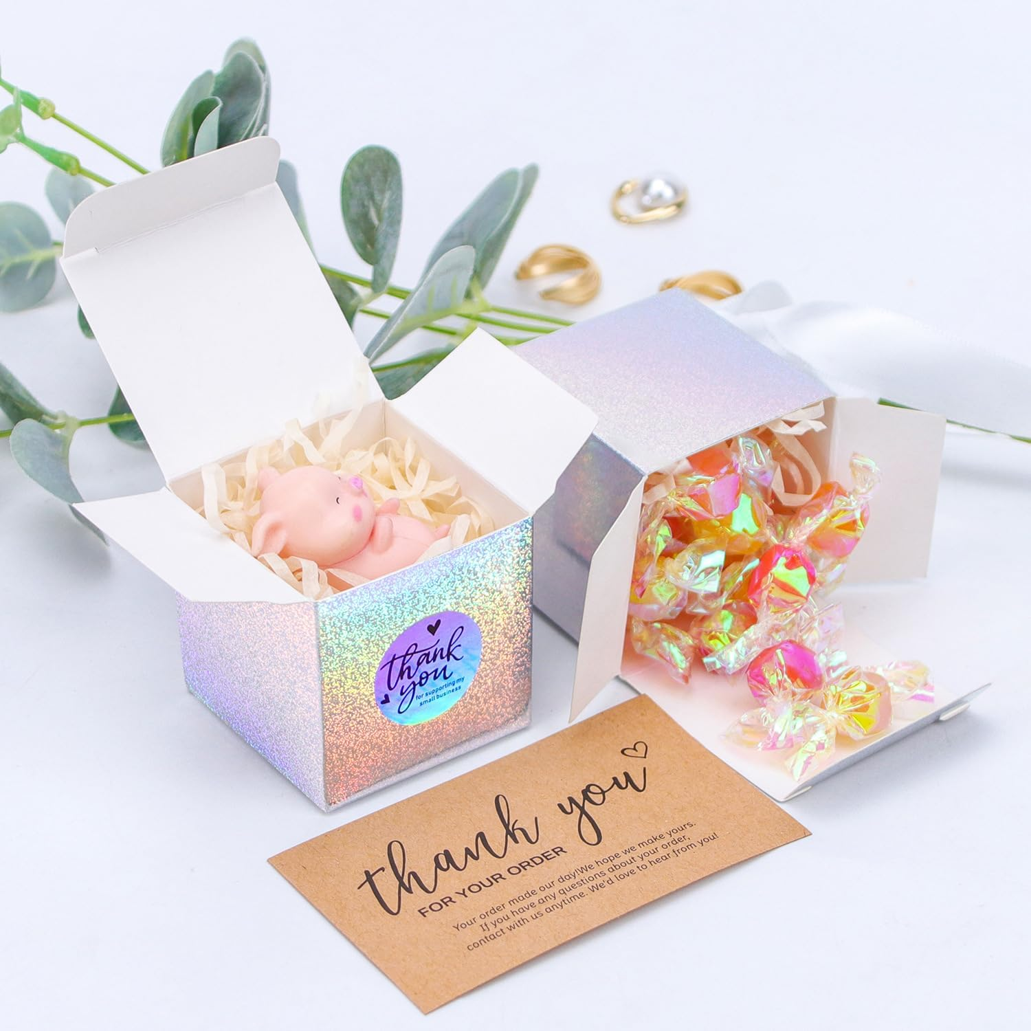 24PCS Small Square Gift Boxes,5 X 5 X 5 Cm Candy Treat Box Cardboard Box with Lid,Gold Foil Party Favor Gift Boxes for Parties, Birthdays, Weddings and Holidays Valentine'S Day image number 6