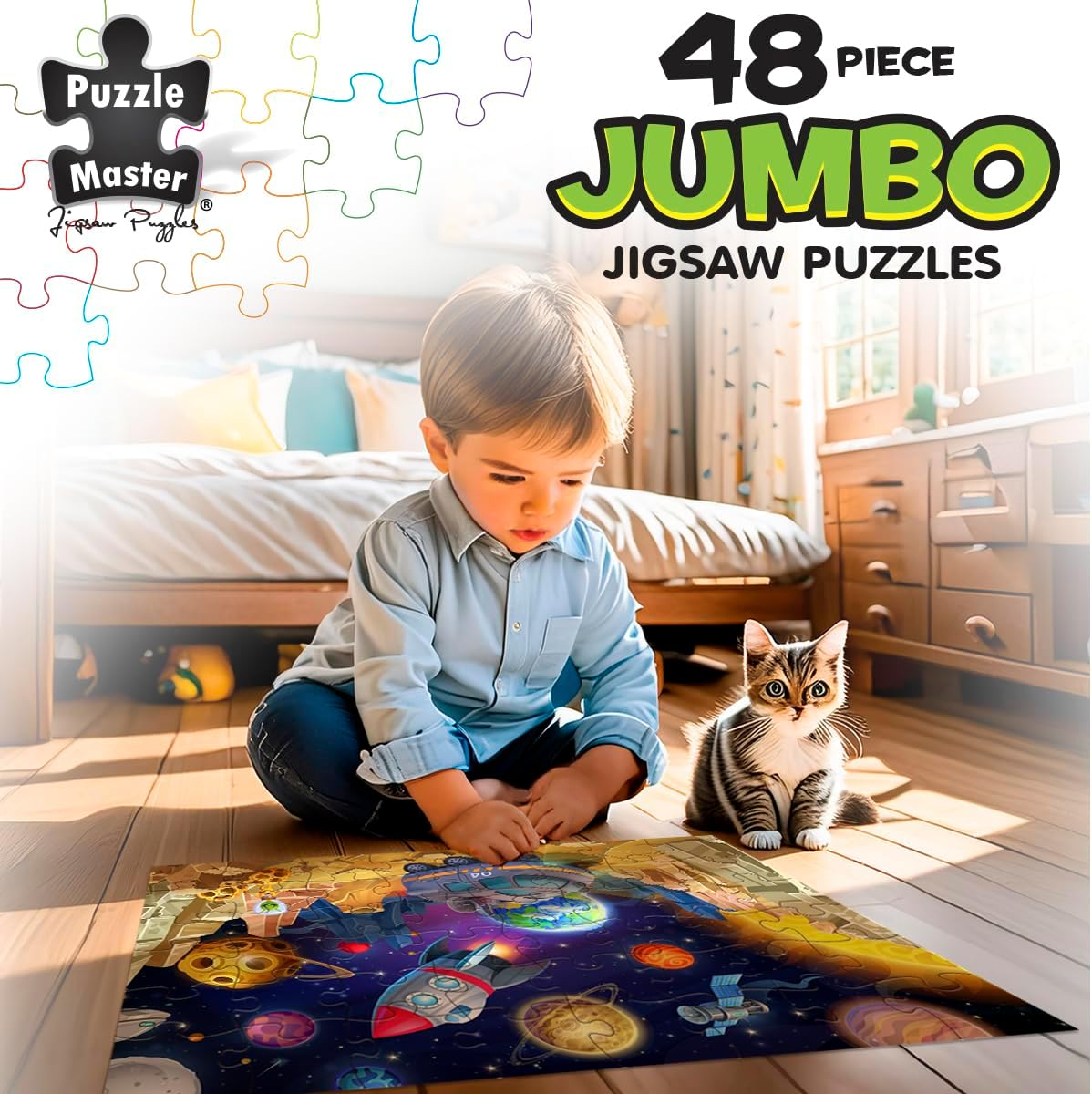 Puzzle Master 'Space Explorer' - 48 Piece Jumbo Floor Puzzle - Jigsaw Puzzles for Kids Ages 3-5 - 92X62Cm image number 3