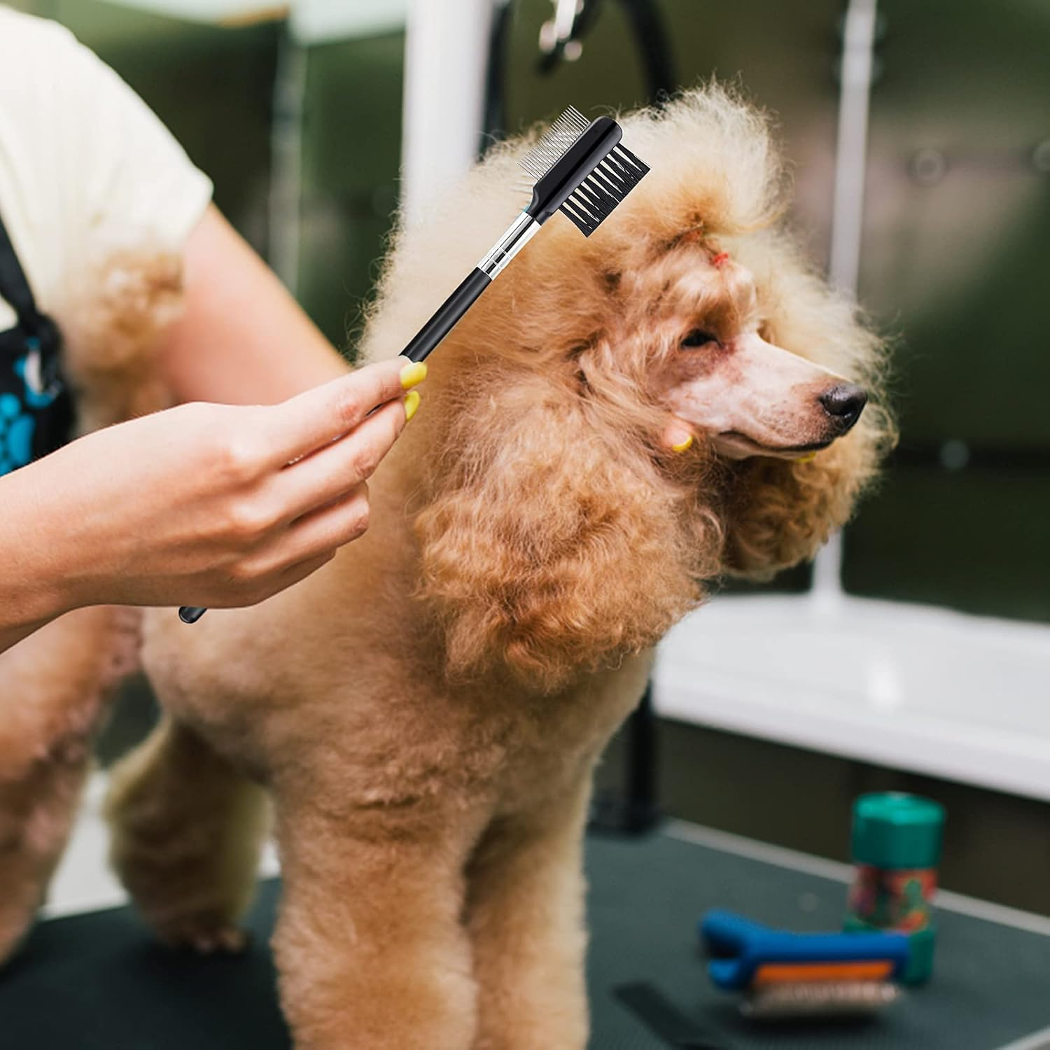 Dog Tear Stain Remover Comb,2 PCS Dog Flea Comb Double-Sided Tear Stain Remover Comb Grooming Comb Eye Comb Brush for Pet Cat Dogs Kitten Puppy