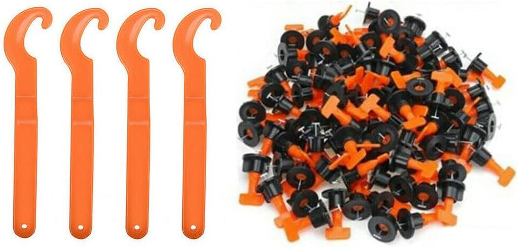 Costcom 50/200 Tile Leveling System Clips Levelling Spacer Tiling Tool Floor Wall Wrench Professional Floor & Wall Tile Leveler Spacer (200 PCS + 8 Wrenches)