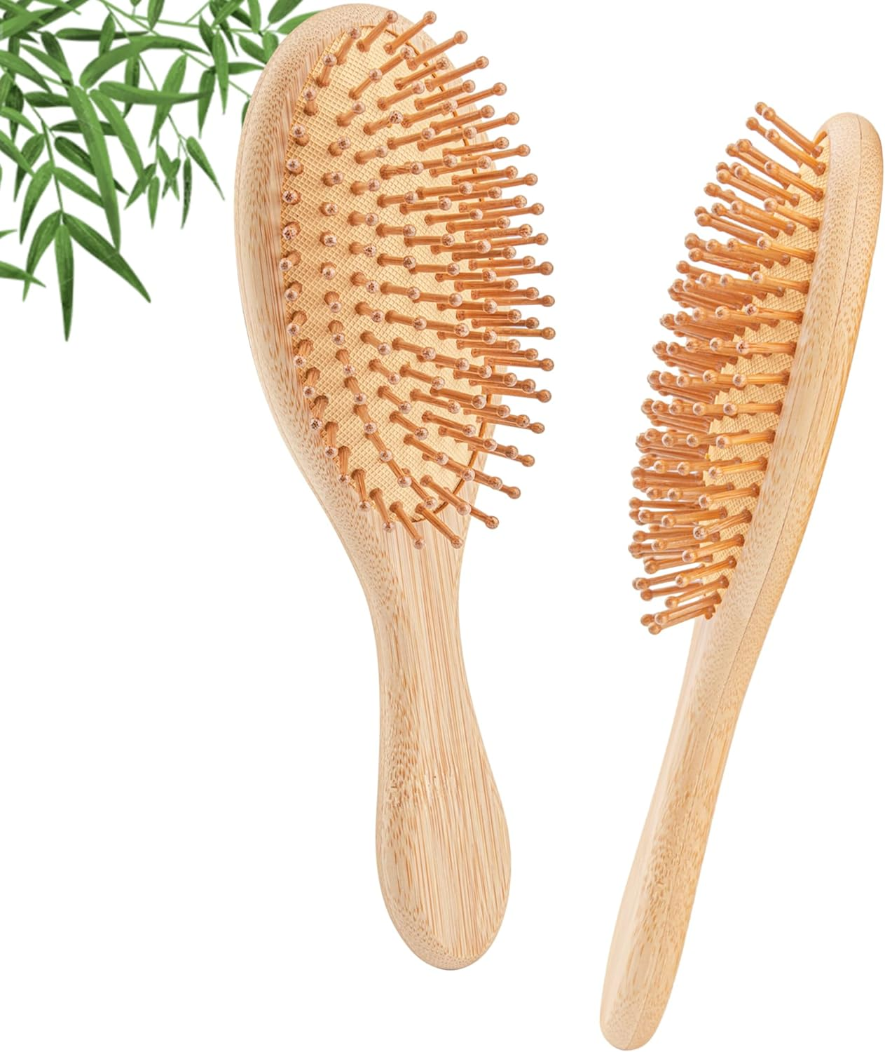 YUNAI Bamboo Paddle Wooden Hair Brush &ndash; Natural Bamboo Air Cushion Comb for Massaging Scalp, Reduce Frizz No Hair Tangle Large Oval Brush for Curly Hair image number 1