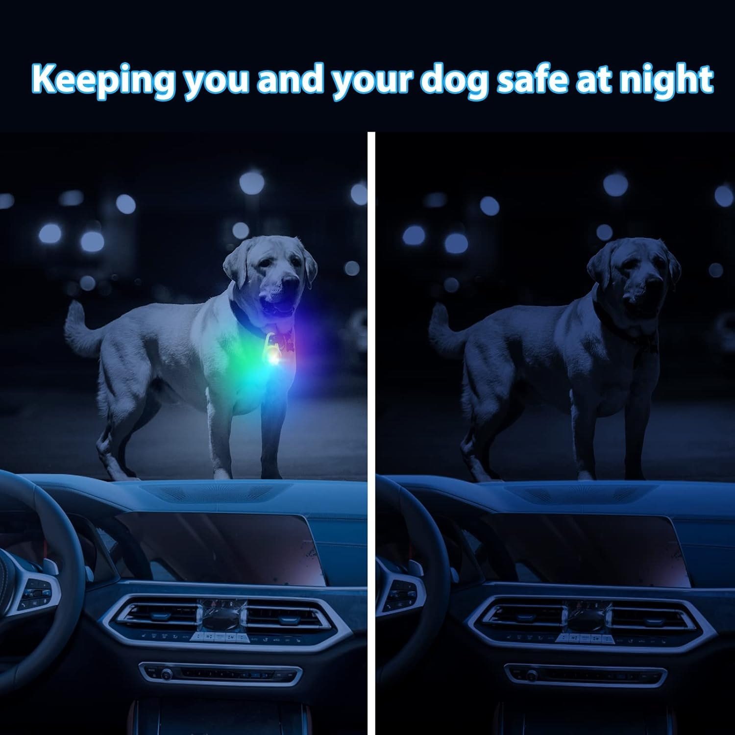 Dog Collar Lights for Night Time,1 Pack 4 Modes Dog Light Rechargeable Led for Pet Collar, IP68 Waterproof Pet Safety Accessories for Night Walking Clip On image number 3