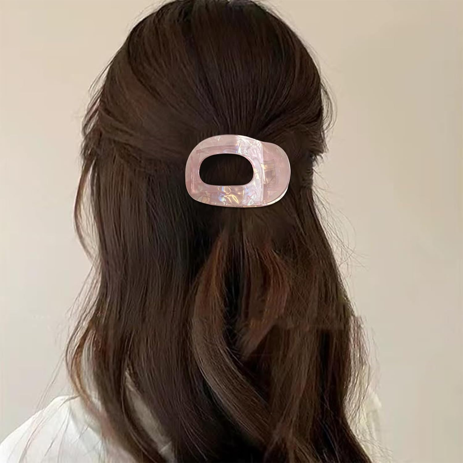 Yeomju Pack of 4 Acetate Flat Hair Clips, Flat Claw Clip for Women, Candy Colour Lay down Hair Clip for Thick and Thin Hair, Comfortable, Curved Flat Clips image number 2