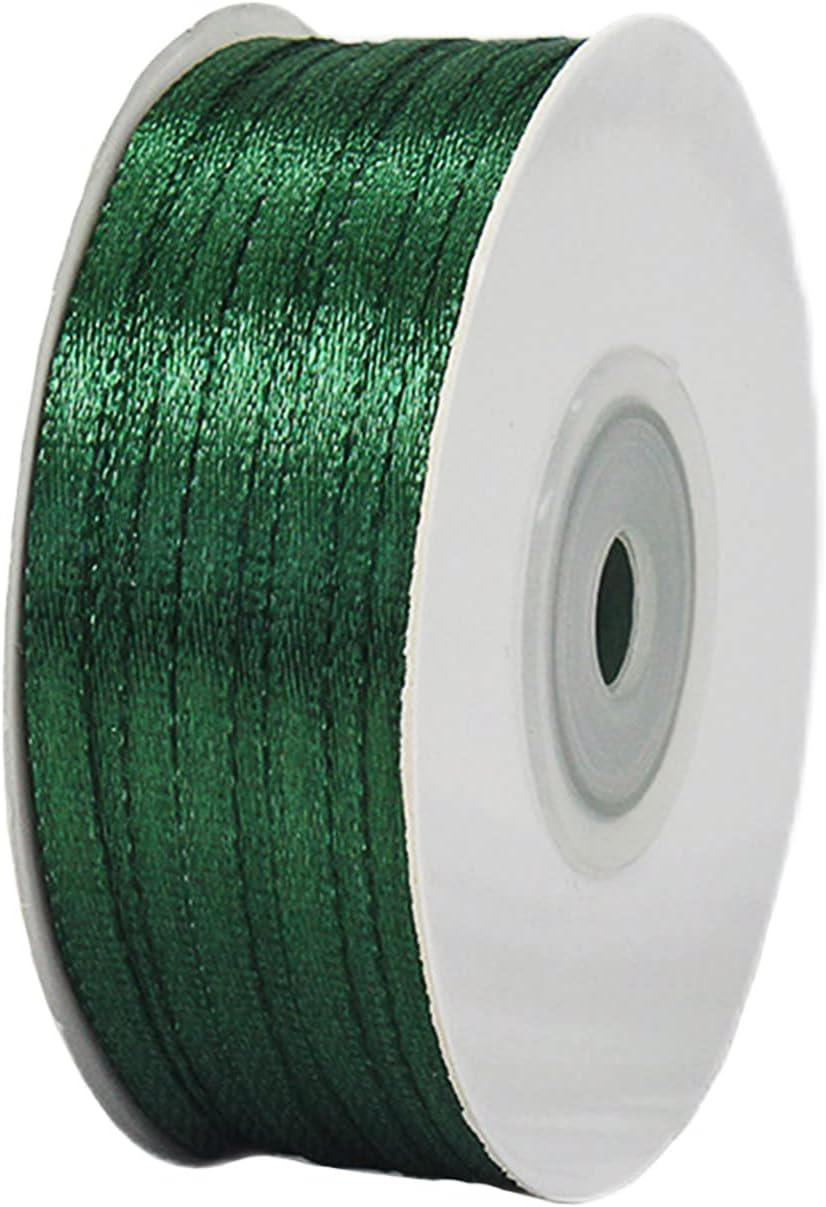 3Mm Dark Green Ribbon for Gift Wrapping,91M Fabric Thick Satin Ribbon Green Bow for Gift Wrapping,Ribbons for Balloons,Crafting,Hair,Bouquets,Wedding, Car,Presents,Cake,Christmas Party Decorations image number 4