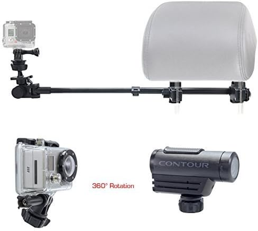 Chargercity Dual Post Telescopic Headrest Mount for All Gopro Hero Session Sony Contour ROAM AKASO Yi 4K Action Cam Camera to Record Drifting Race Track Racing Video (Include Tripod Adapter & Wrench) image number 4