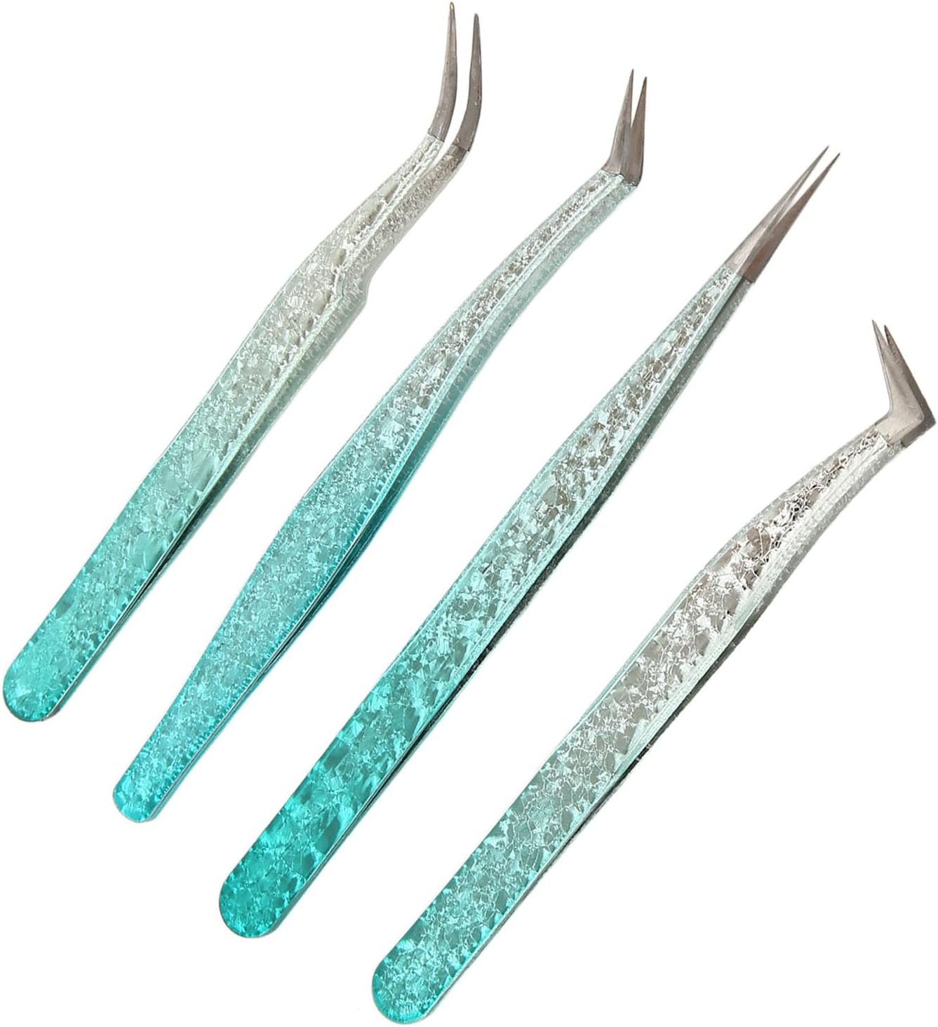 False Lash Tweezer, Straight Curved Tip Ergonomic Grip Eyelash Tweezer 4PCS Flexible for Professional Salon image number 6