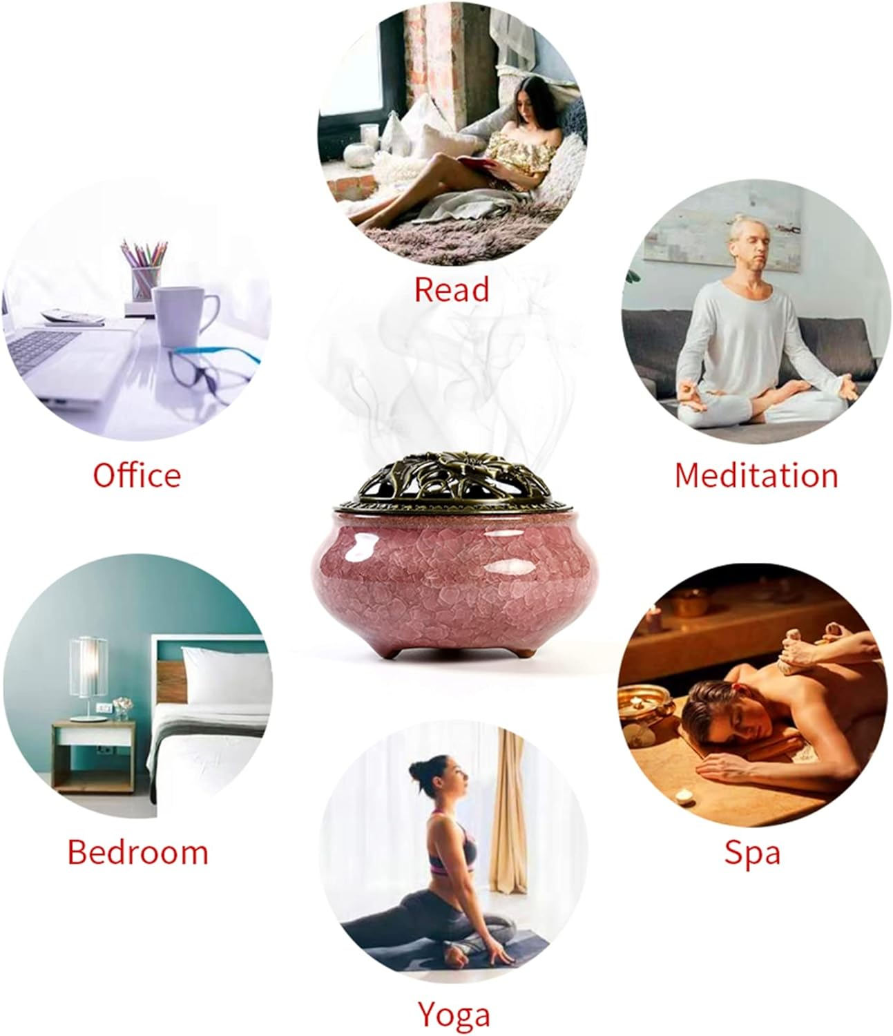 Censer Sky Blue Incense Burner with Calabash Incense Stick Holder - Porcelain Charcoal Censer for Use with Resin Granular Powder Cone or Coil Incense (Violet) image number 6