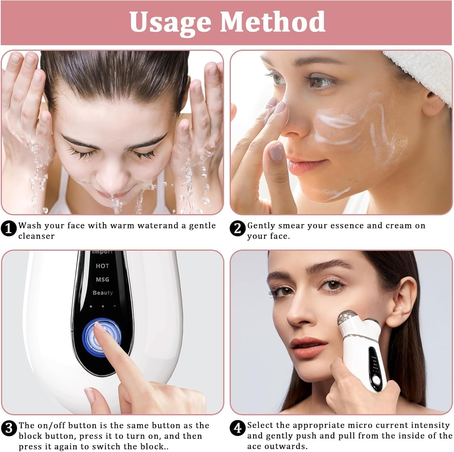 Microcurrent Face Device, USB Microcurrent Facial Shaping Tool for Facial Wrinkle Removal and Anti-Aging，Mini Microcurrent Face Lift Device for Face Lifting and Facial Sculpting (White) image number 1