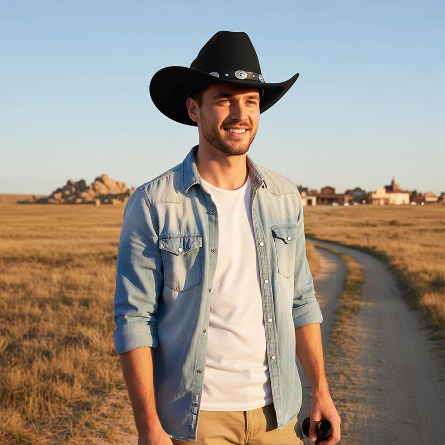 Povtor Western Cowboy Hat,Fedora Hat,Felt Wide Brim,For Men Women Shading,Outdoor